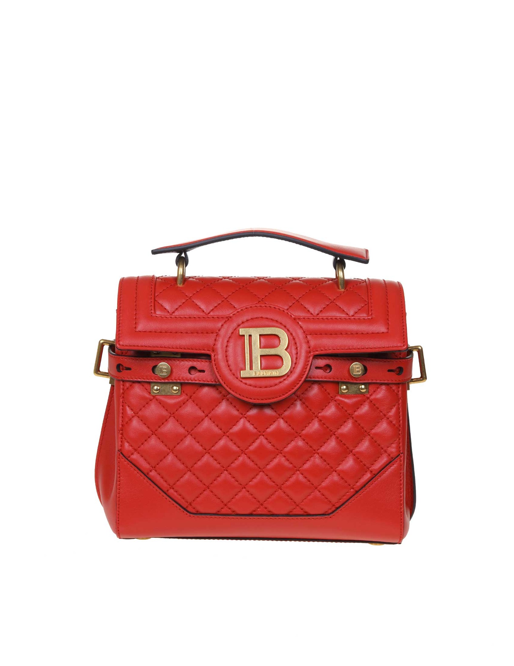 BALMAIN BORSA B-BUZZ 23 IN PELLE TRAPUNTATA COLORE ROSSO