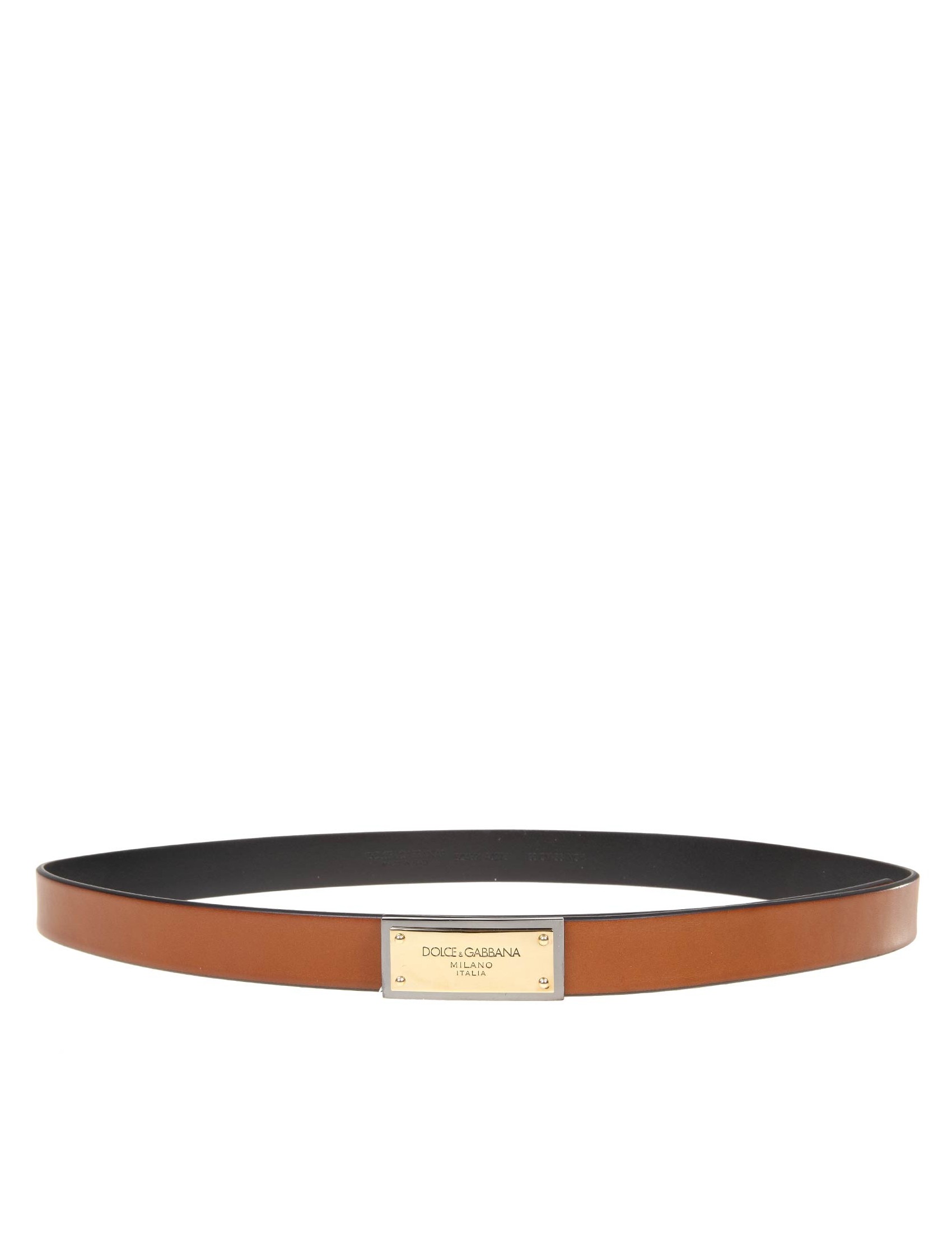 DOLCE & GABBANA BELT IN CALF LEATHER WITH LOGO BIGALVANIC BUCKLE