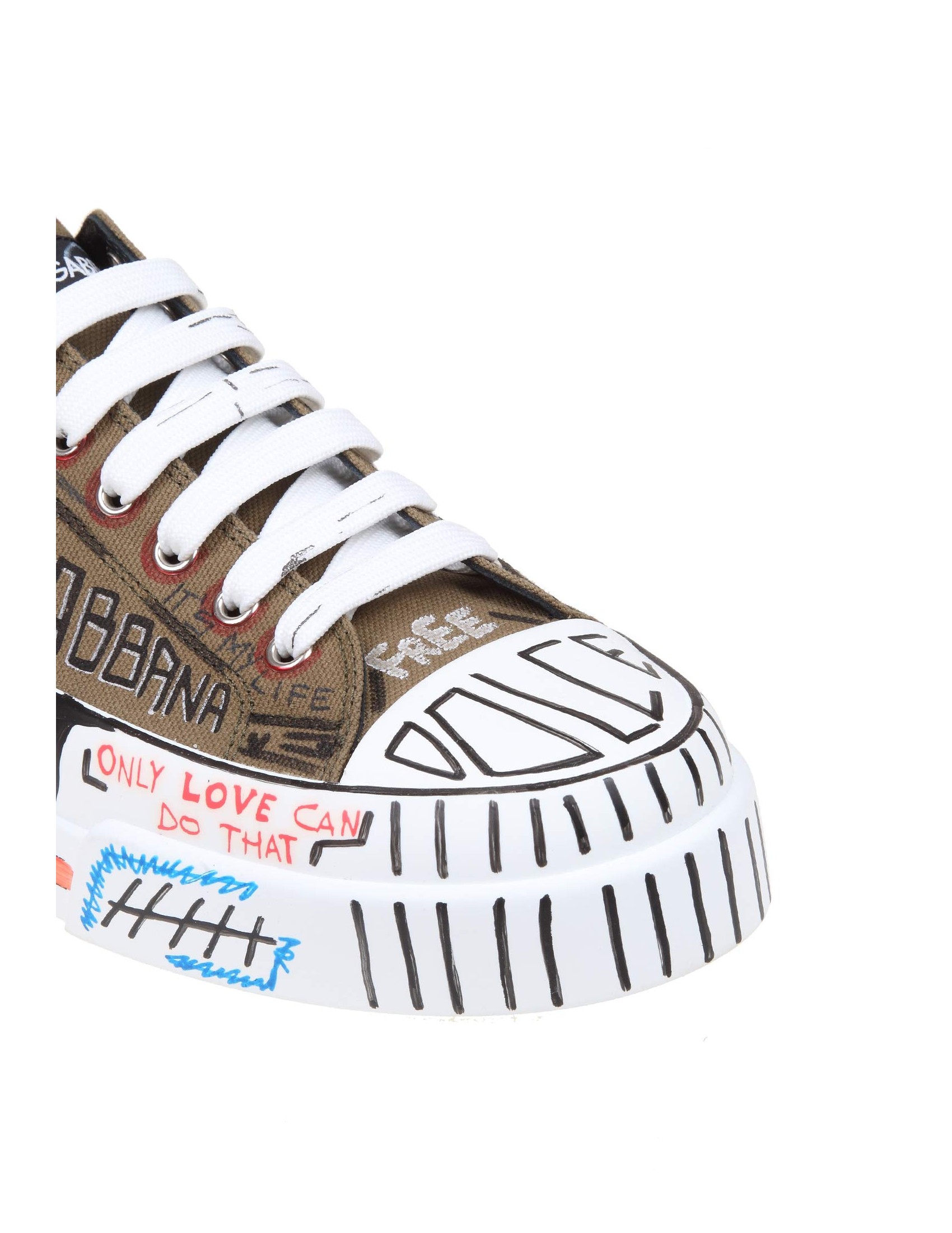 DOLCE & GABBANA PORTOFINO LIGTH SNEAKERS IN HAND PAINTED CANVAS