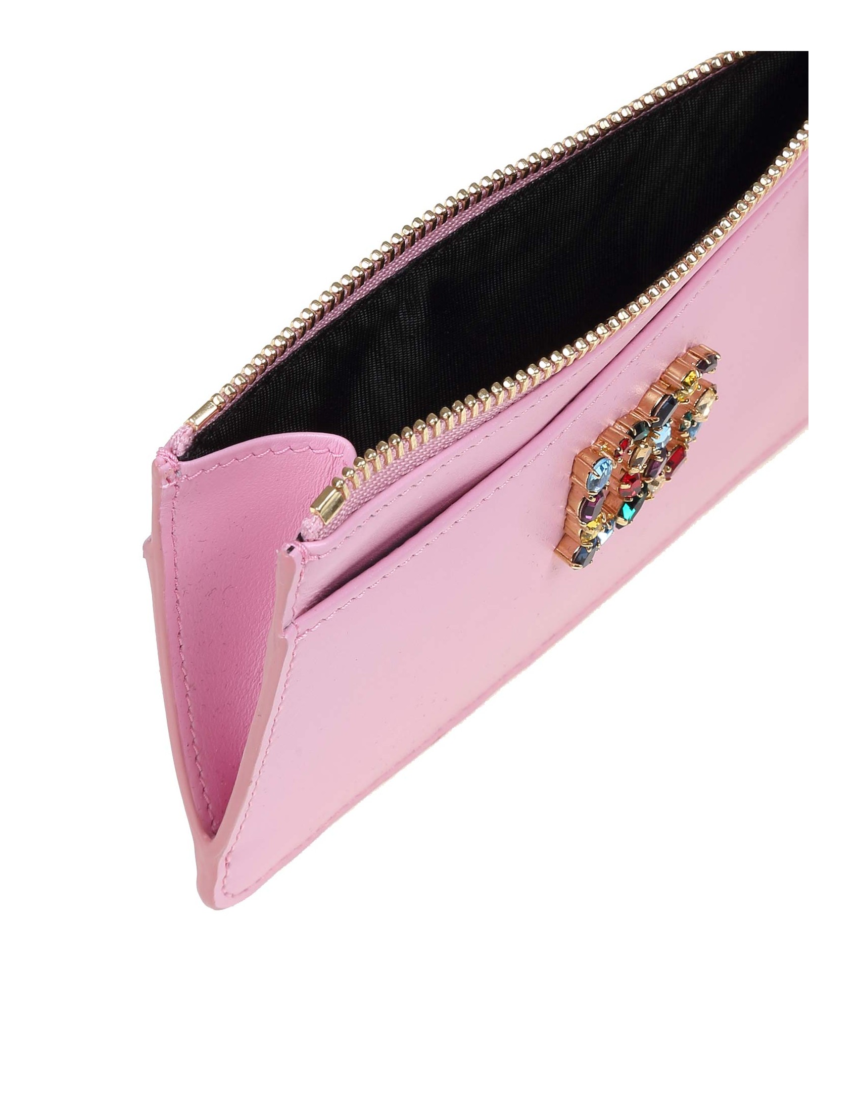 DOLCE & GABBANA CARD HOLDER IN PINK COLOR LEATHER