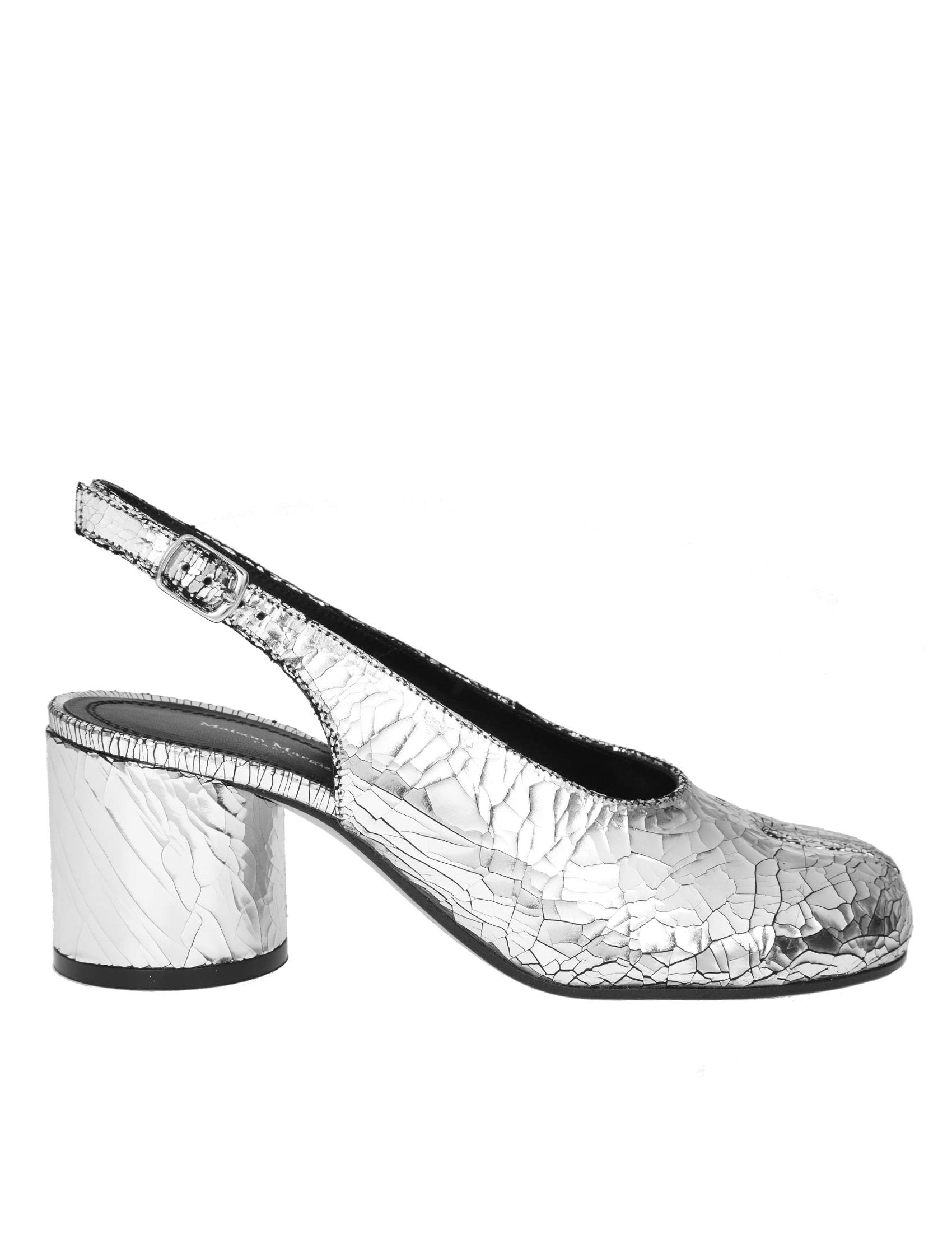 MAISON MARGIELA PUMPS SLINGBACK IN SILVER LEATHER