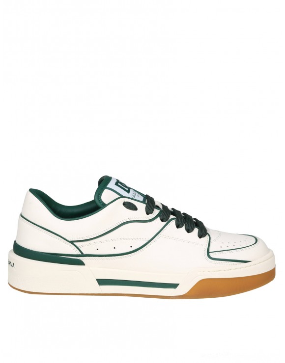 DOLCE & GABBANA SNEAKERS IN WHITE AND GREEN NAPPA