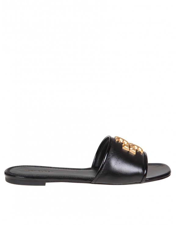 TORY BURCH SLIDE ELEANOR IN BLACK LEATHER