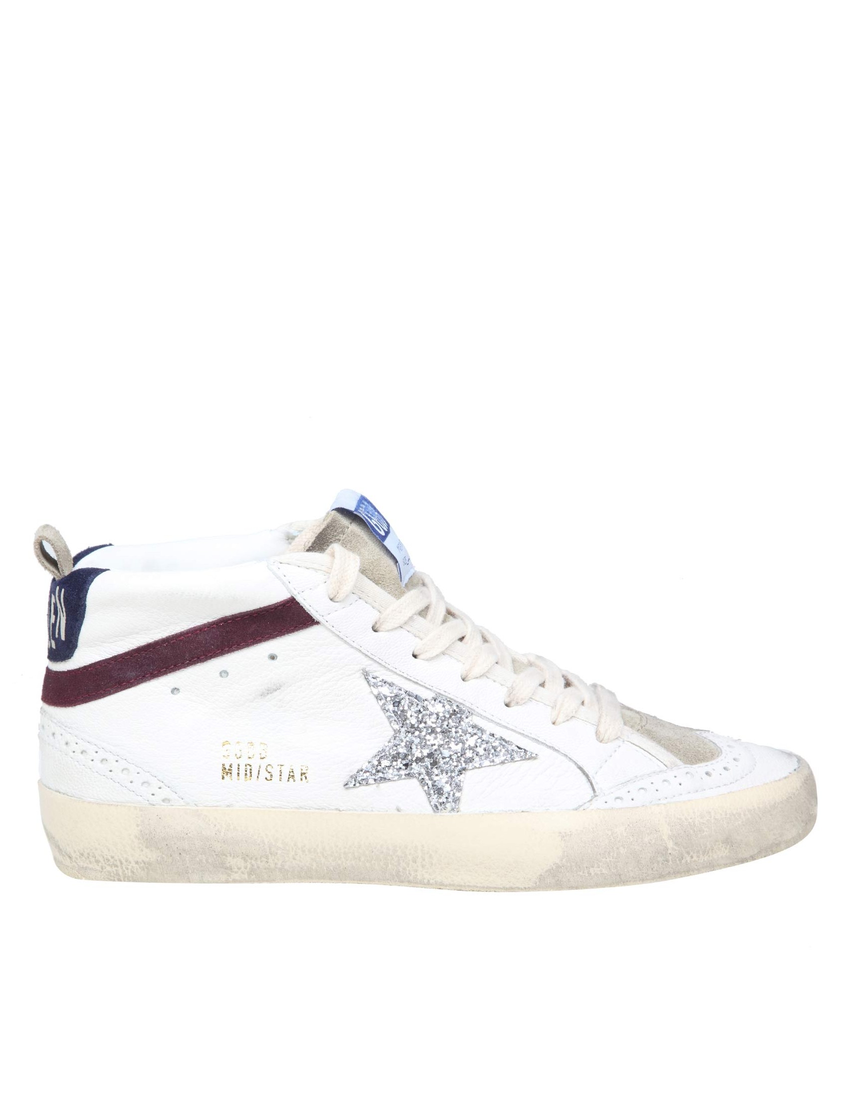 GOLDEN GOOSE MID STAR SNEAKERS IN WHITE LEATHER