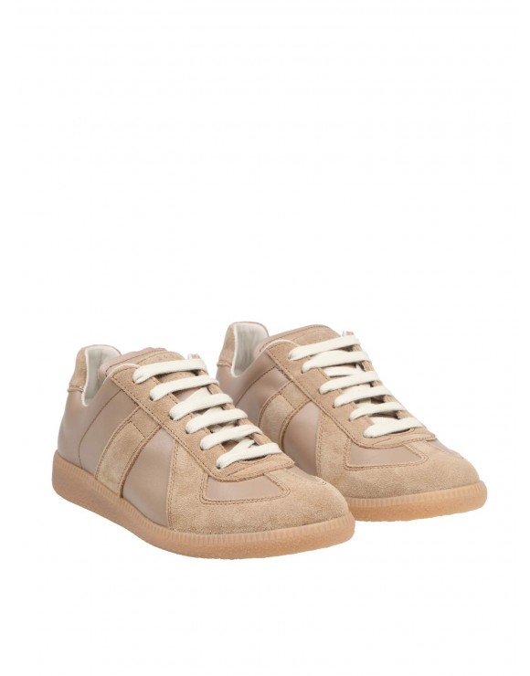 Maison Margiela Pink Calfskin and Suede Replica Low Sneakers - 11