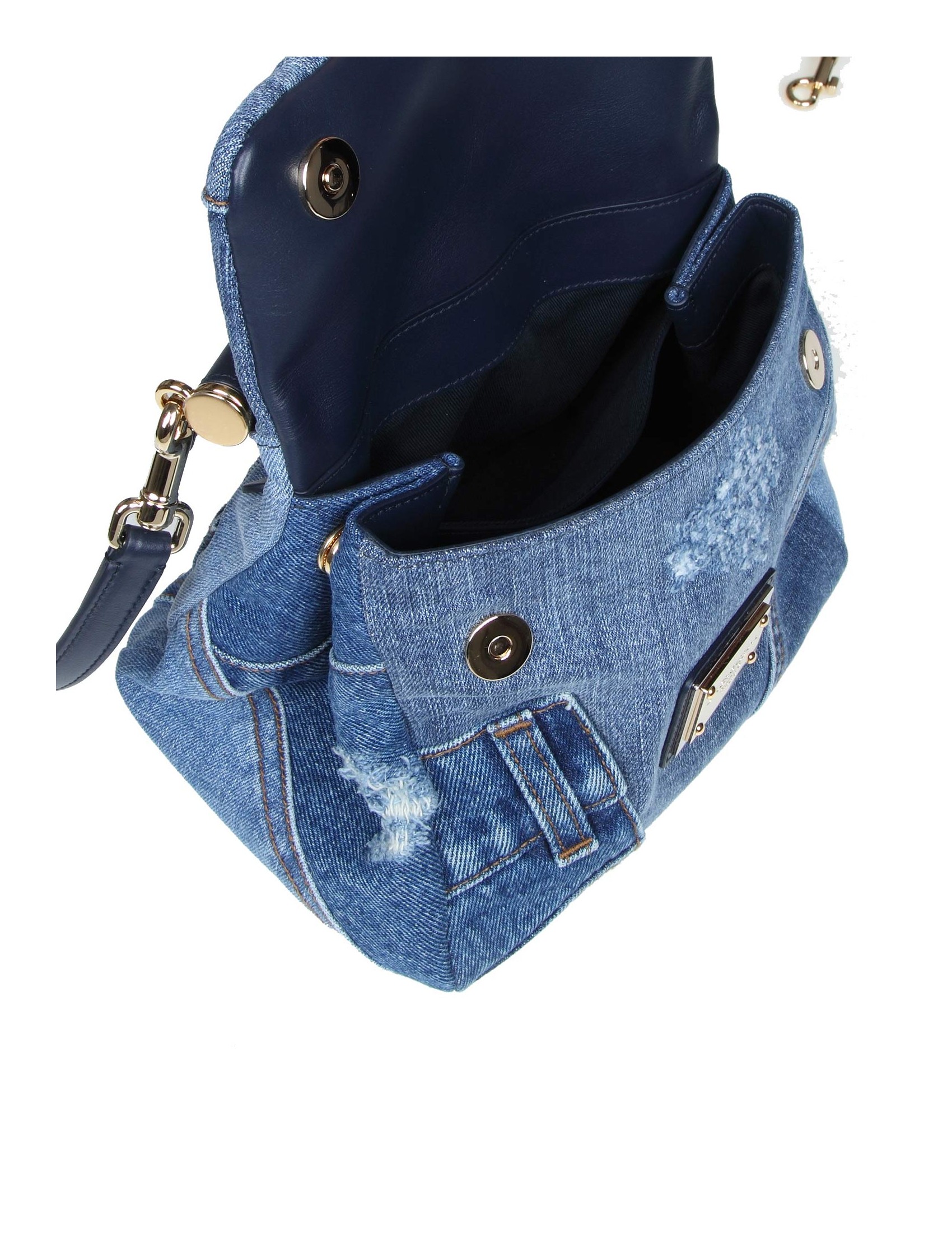 DOLCE E GABBANA SMALL SICILY BAG IN DENIM PATCHWORK