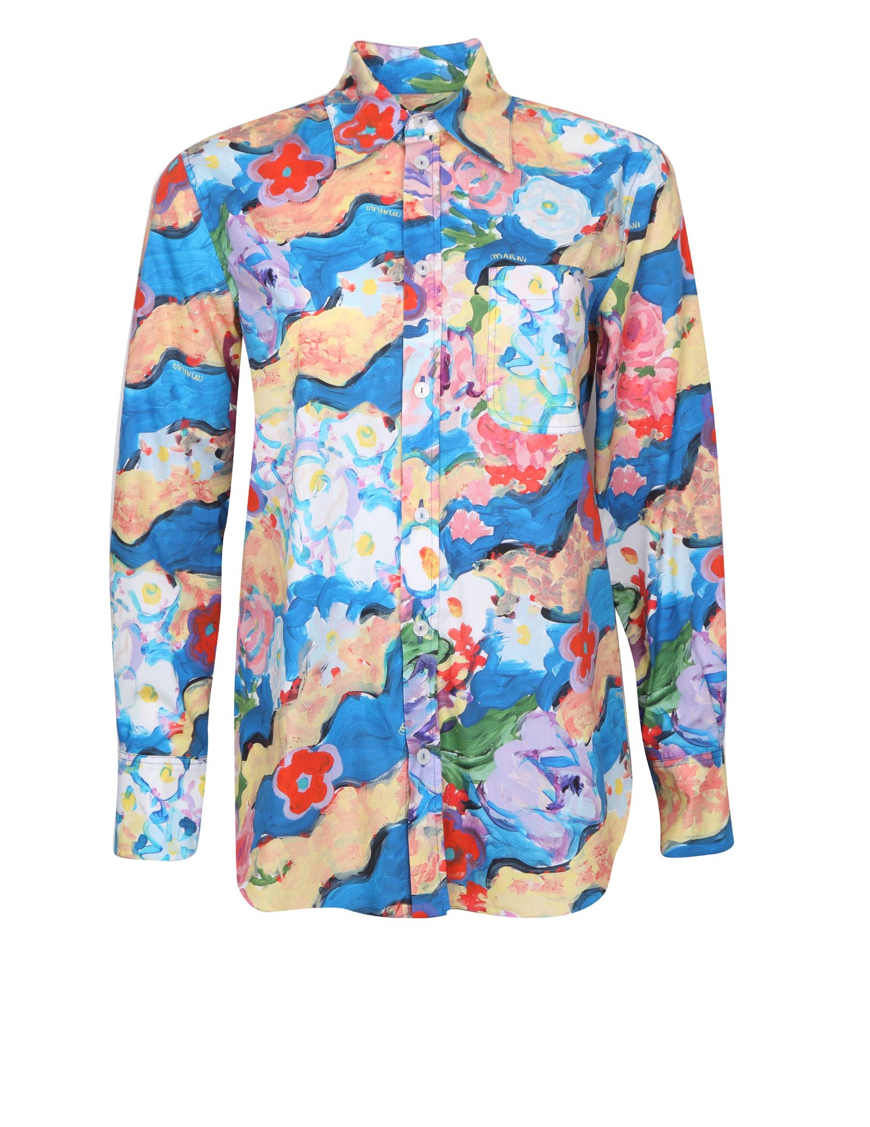 MARNI POPLIN SHIRT WITH FLORAL PRINT