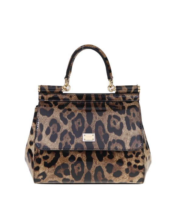 DOLCE & GABBANA SICILY BAG IN LEATHER LEO PRINT