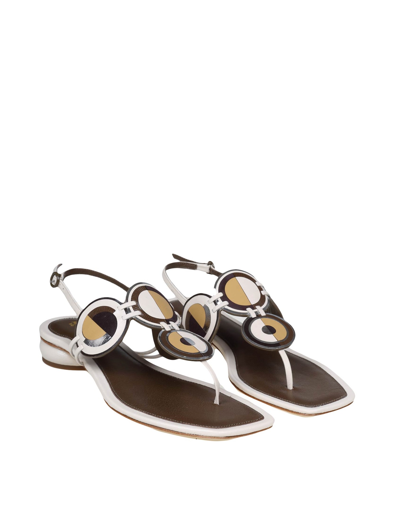 TORY BURCH WOMEN'S SANDAL FLIP FLOPS IN LEATHER WITH APPLIED DISCS