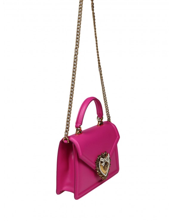 Devotion Small Leather Shoulder Bag in Gold - Dolce Gabbana