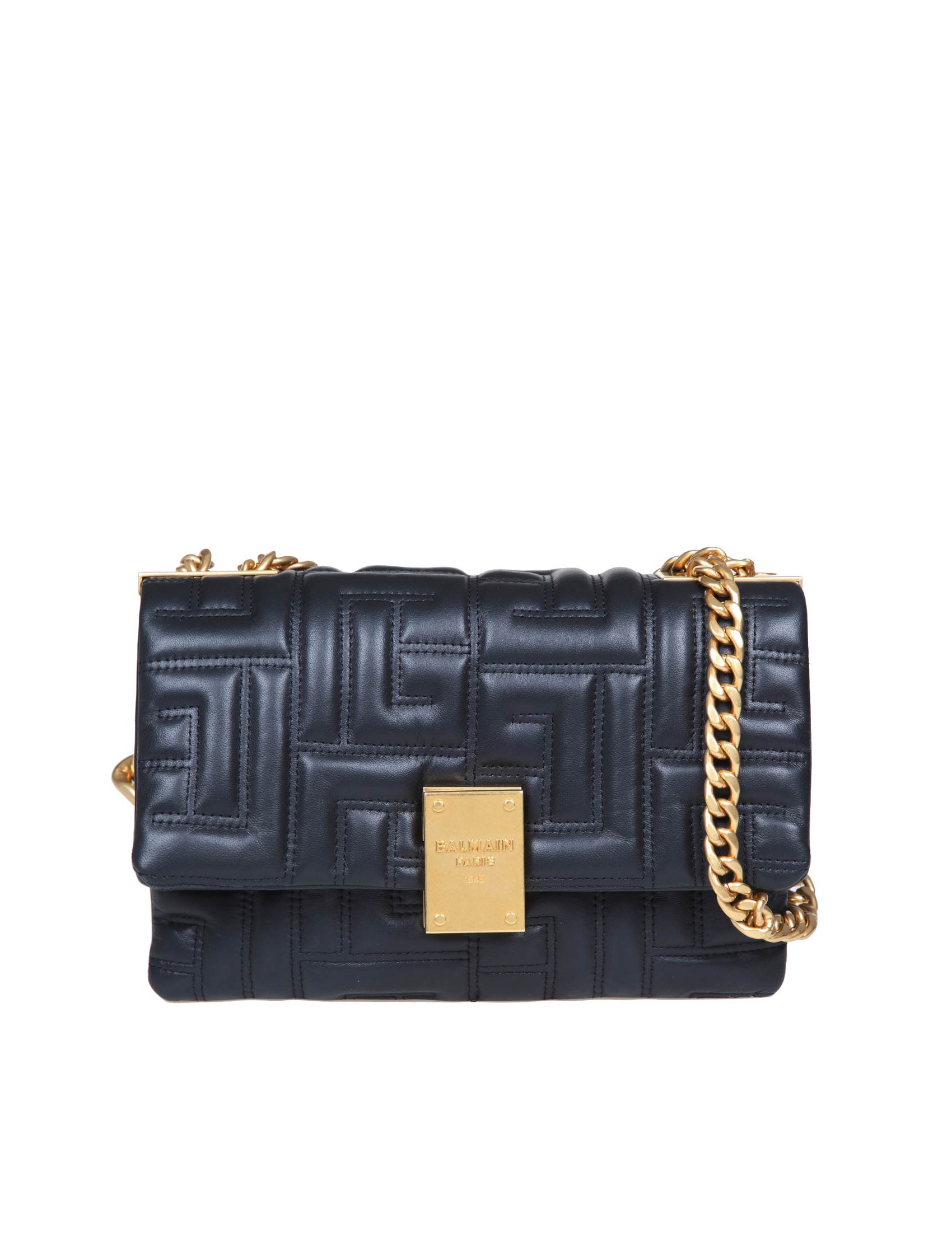 BALMAIN SOFT BAG 1945 IN BLACK QUILTED LEATHER