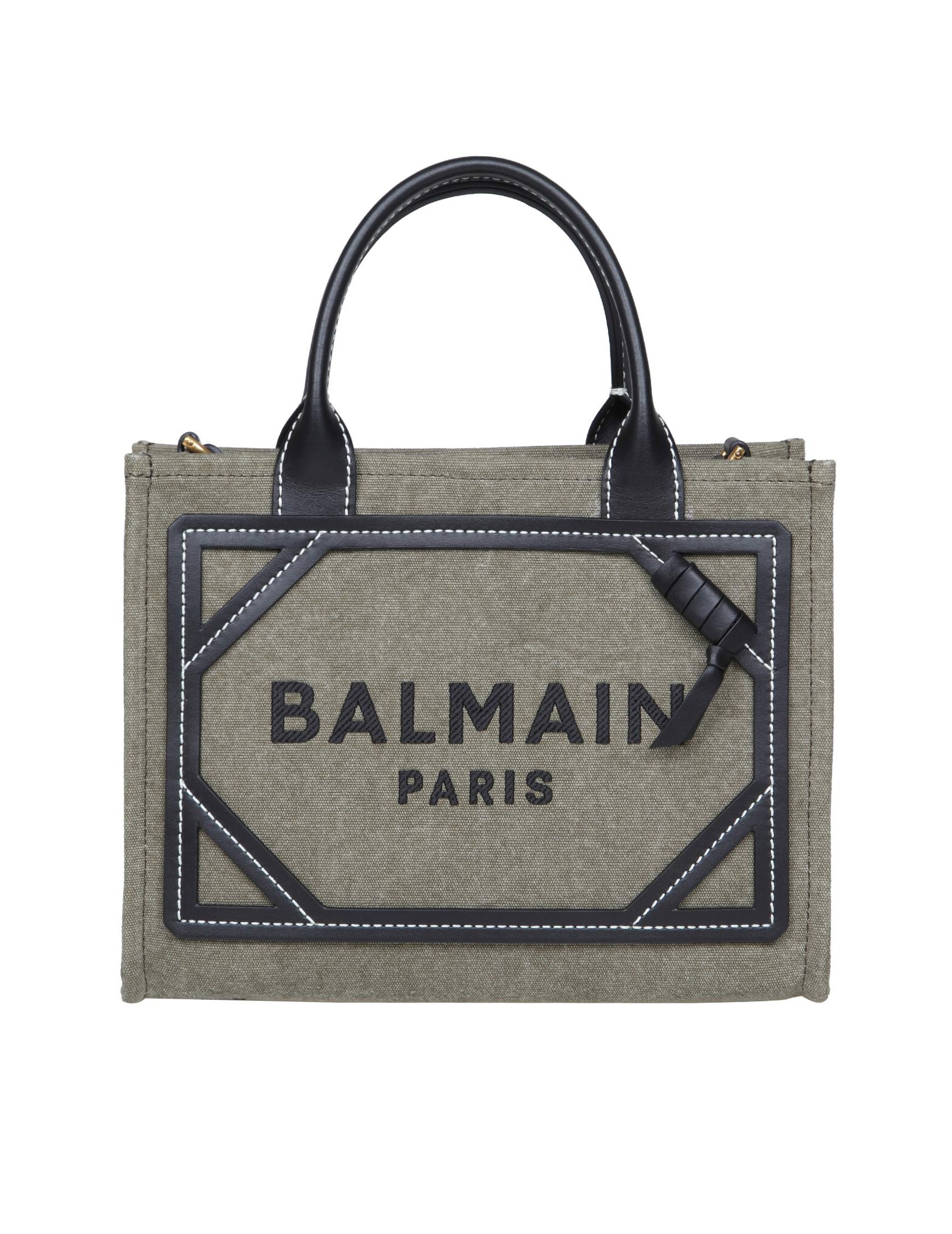 BALMAIN MINI B-ARMY SHOPPER BAG IN CANVAS WITH LOGO