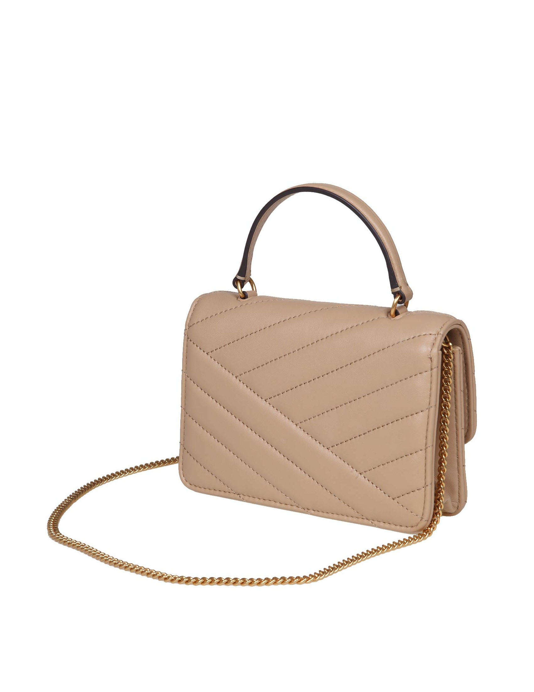 TORY BURCH KIRA CHEVRON MINI IN QUILTED LEATHER COLOR NUDE