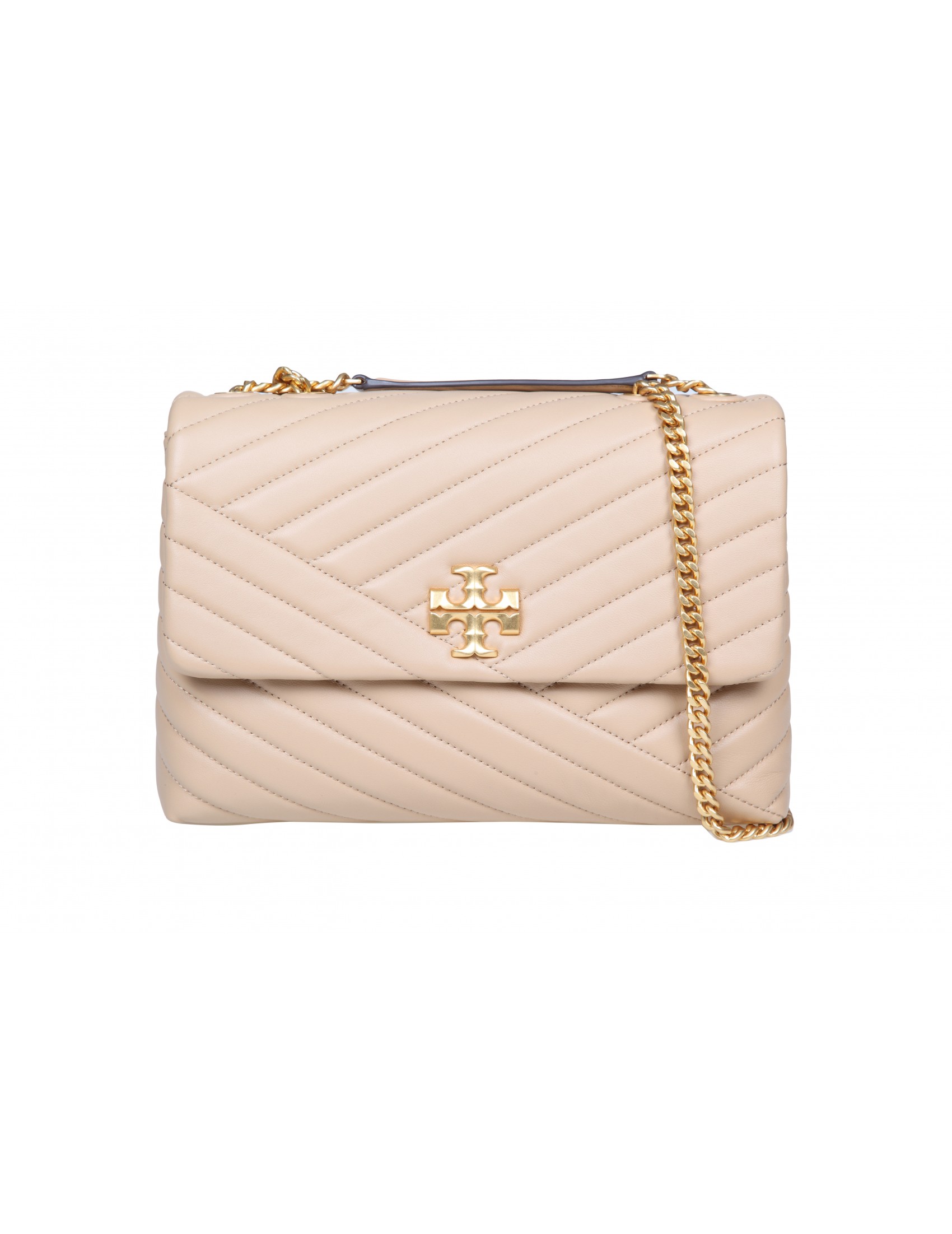 TORY BURCH KIRA CREVON SHOULDER BAG IN DESERT COLOR LEATHER