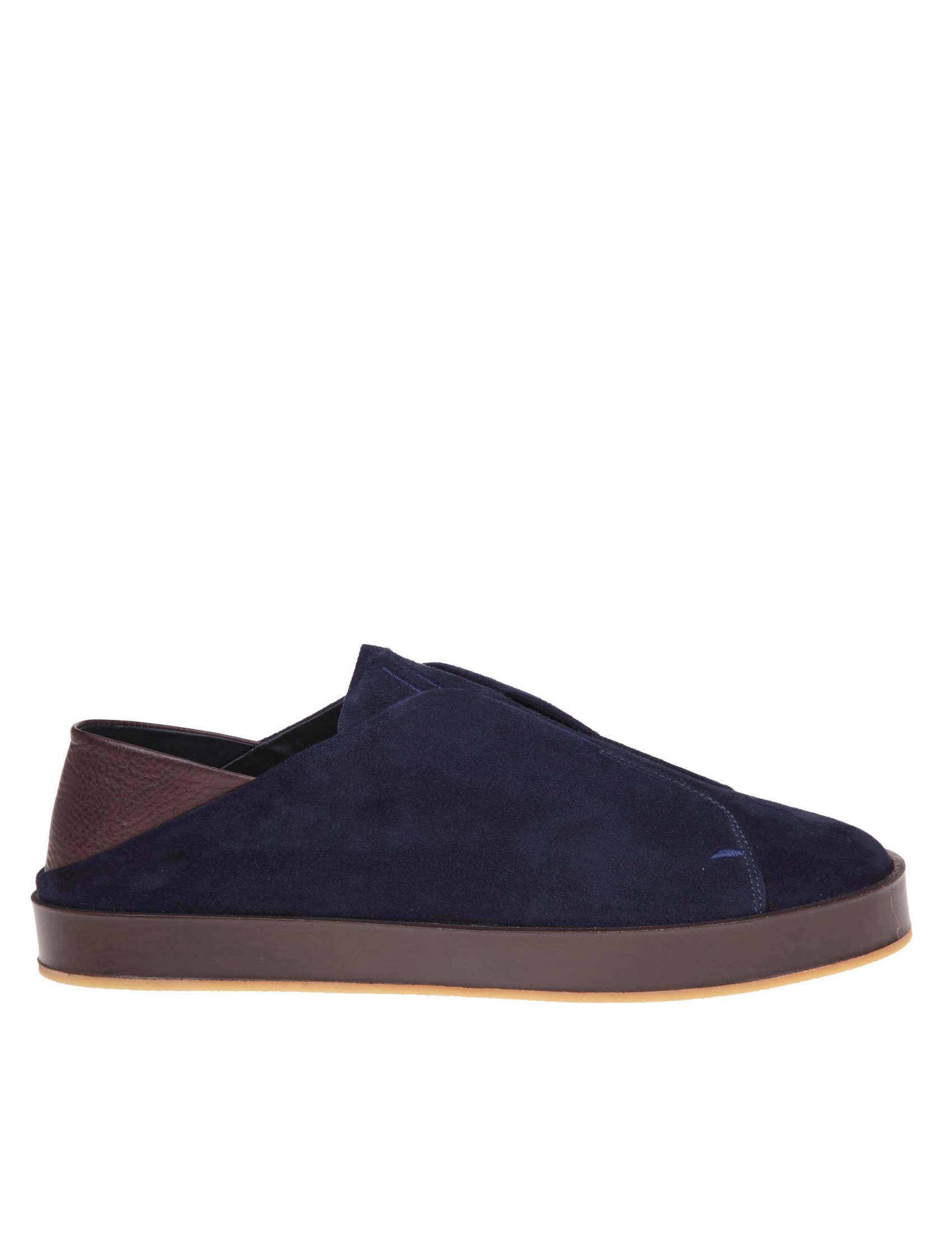 MARCO CASTELLI SLIP ON SNEAKERS IN BLUE SUEDE