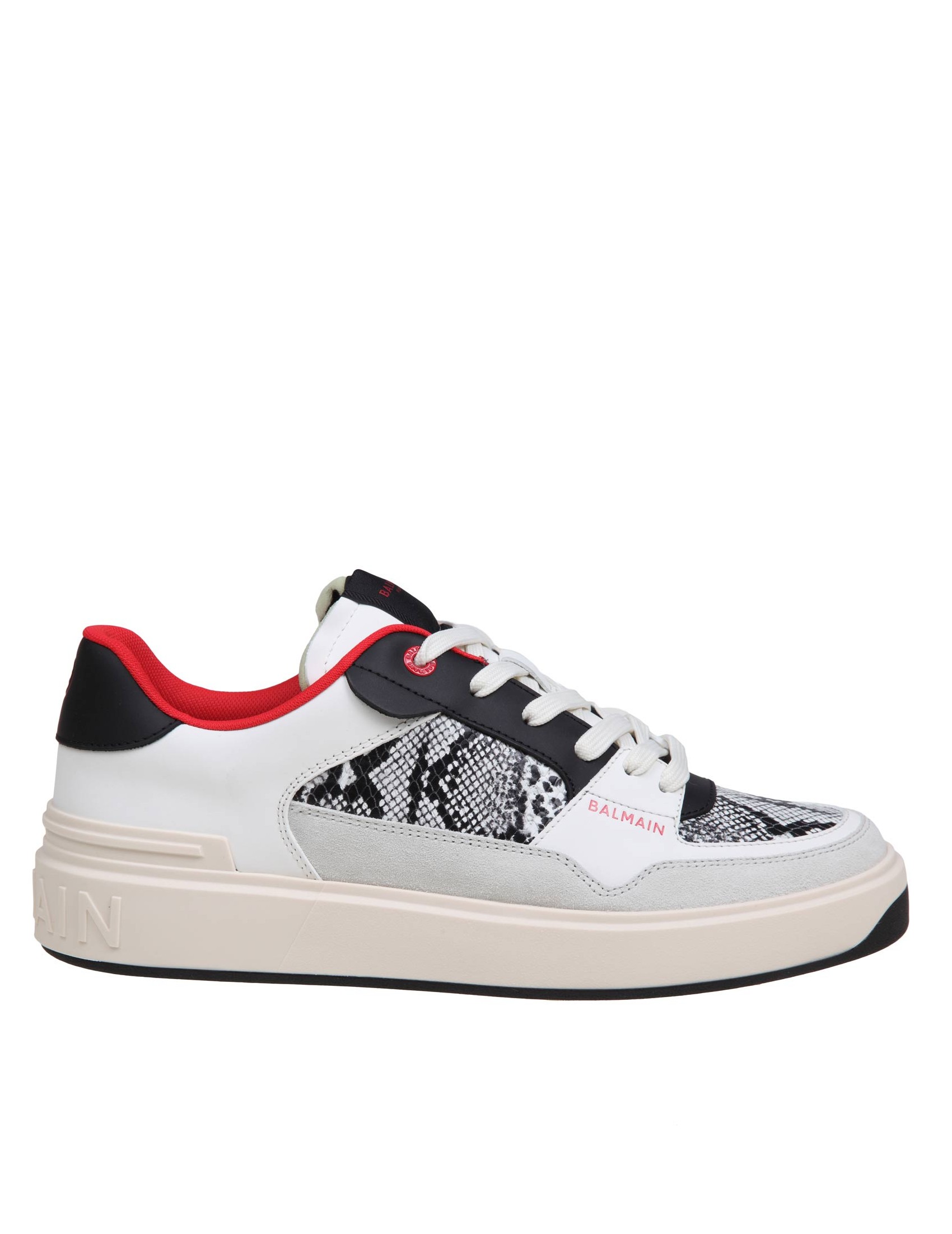 BALMAIN B-COURT FLIP SNEAKERS IN PYTHON EFFECT LEATHER