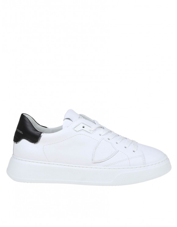 PHILIPPE MODEL SNEAKERS TEMPLE LOW IN PELLE COLORE BIANCO