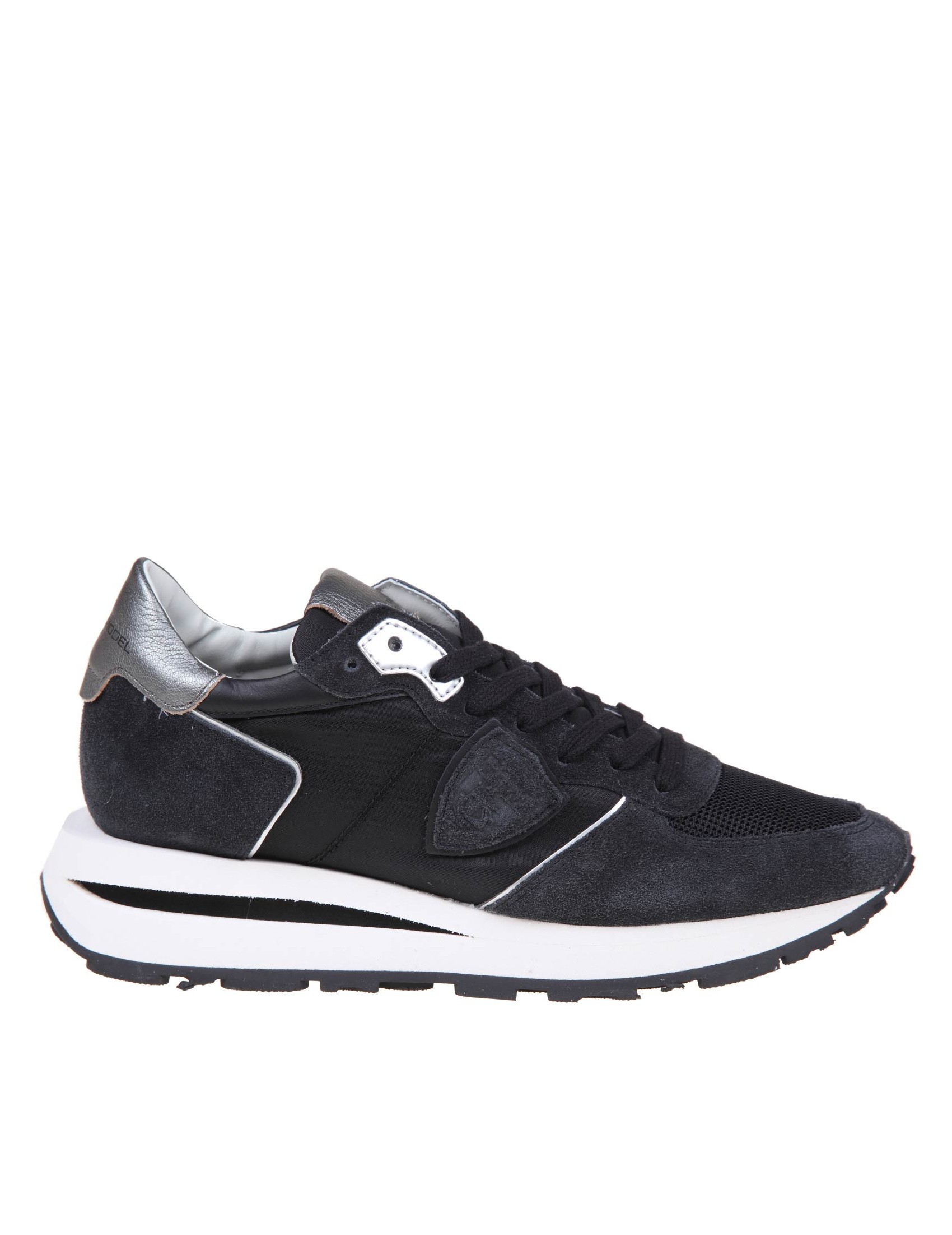 PHILIPPE MODEL TRES TEMPLE SNEAKERS IN BLACK SUEDE