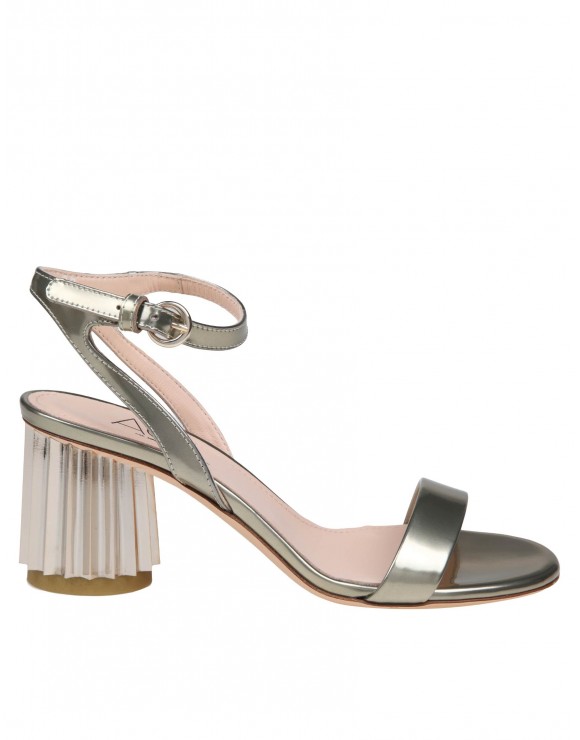 AGL METALLIC LEATHER SANDAL WITH COLUMN HEEL