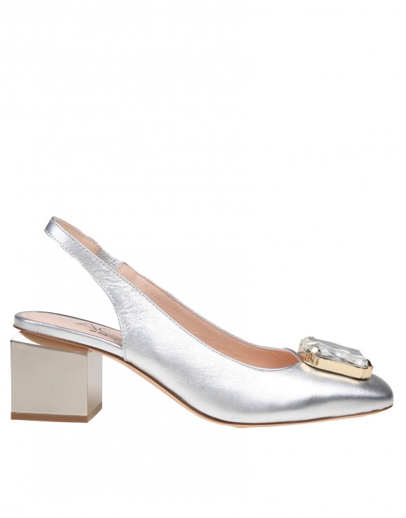 AGL SLINGBACK ANGIE IN SILVER LEATHER