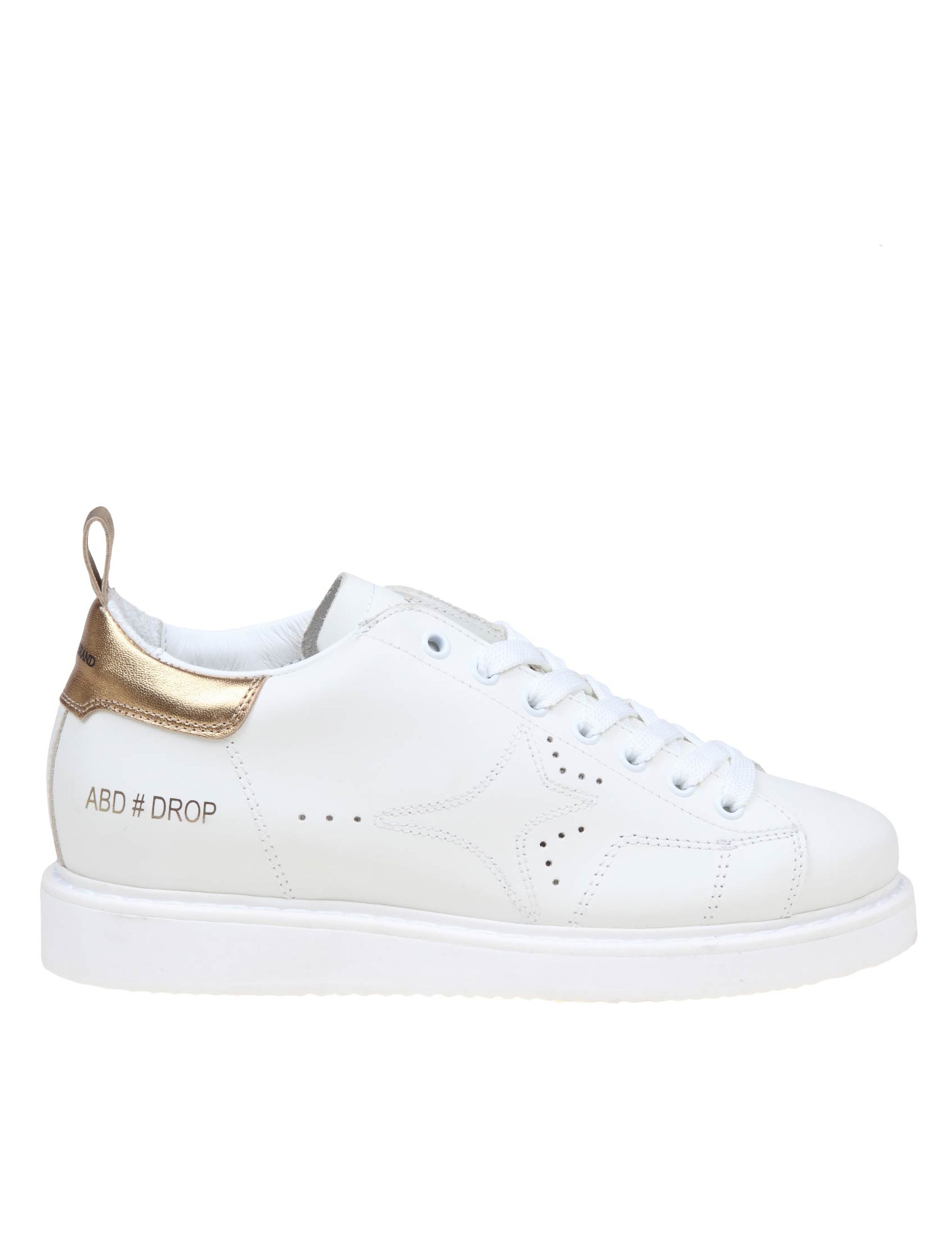 AMA BRAND WHITE AND GOLD LEATHER SNEAKERS