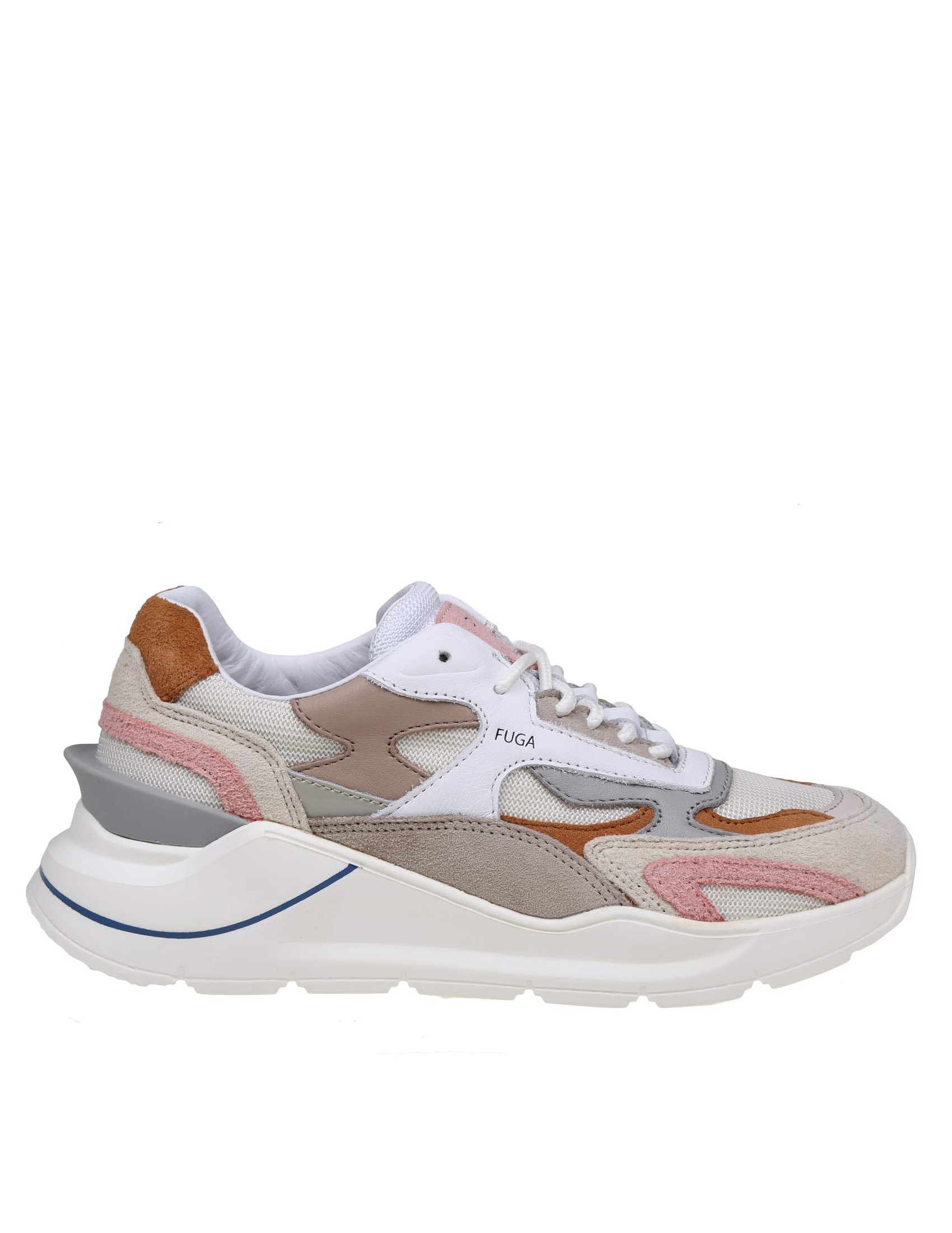 D.A.T.E. FUGA SNEAKERS IN WHITE/ CREAM LEATHER AND SUEDE