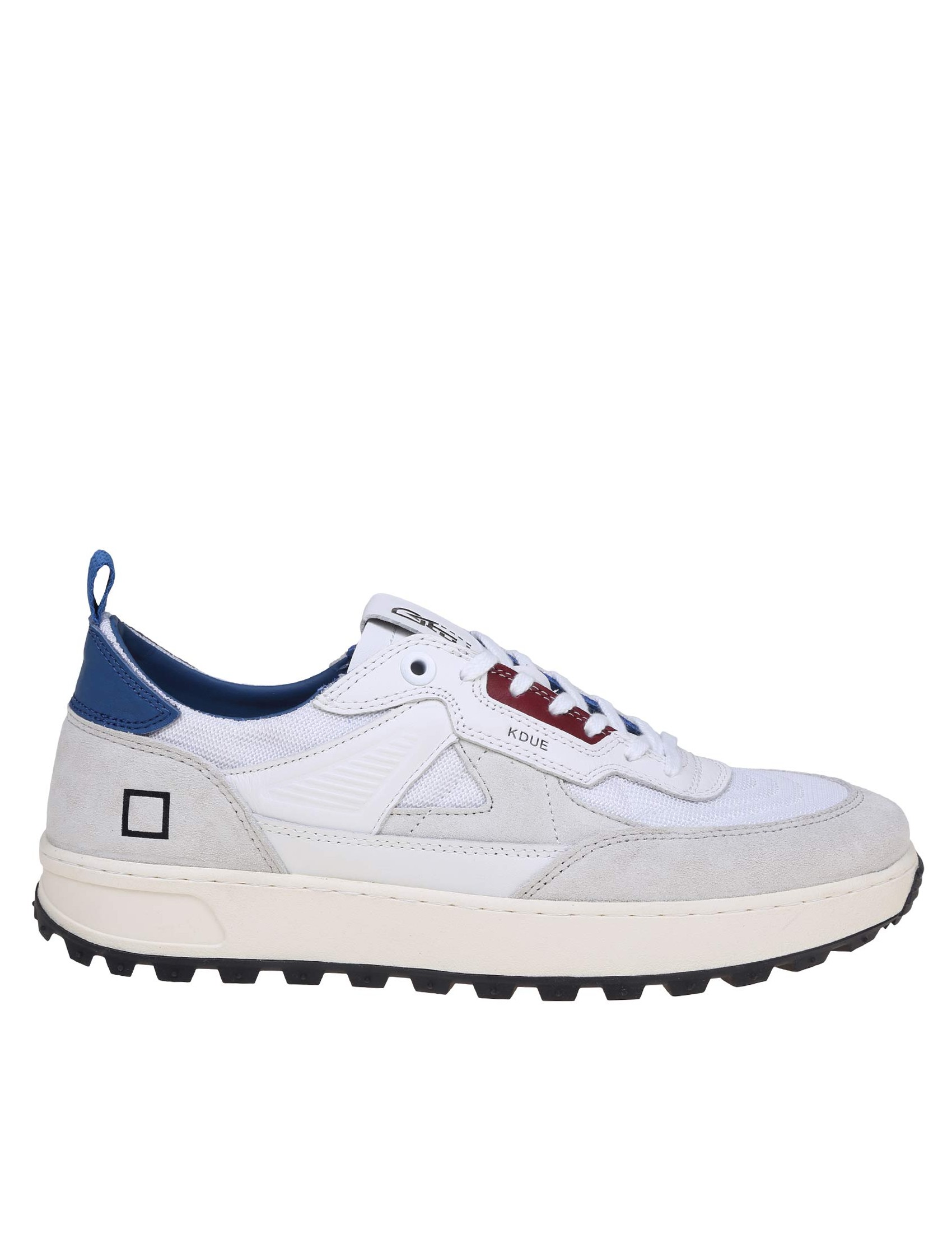 D.A.T.E. KDUE SNEAKERS IN WHITE/BLUE SUEDE AND LEATHER