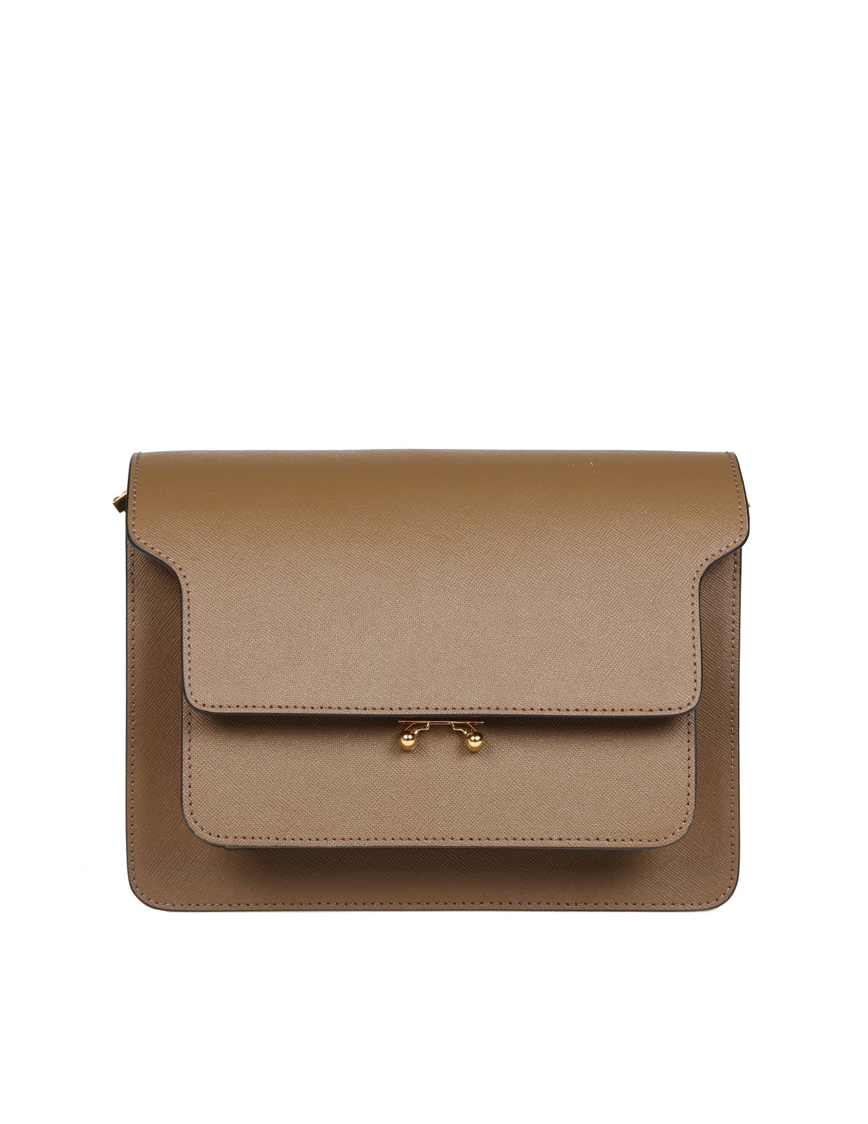 MARNI MEDIUM TRUNK BAG IN TAUPE COLOR LEATHER