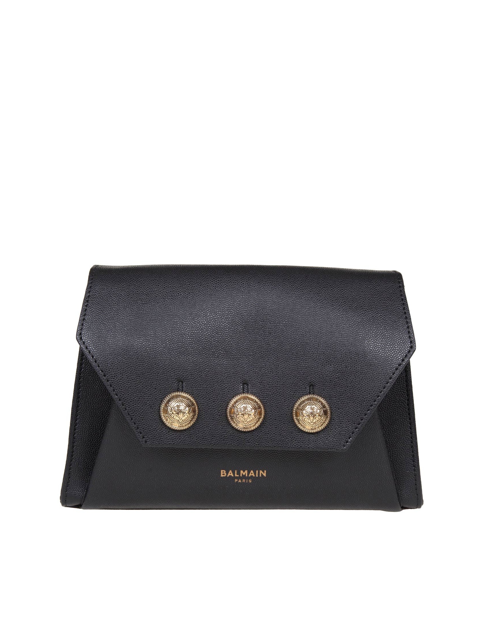 BALMAIN EMBLEM BAG IN CALFSKIN WITH DECORATIVE BUTTONS