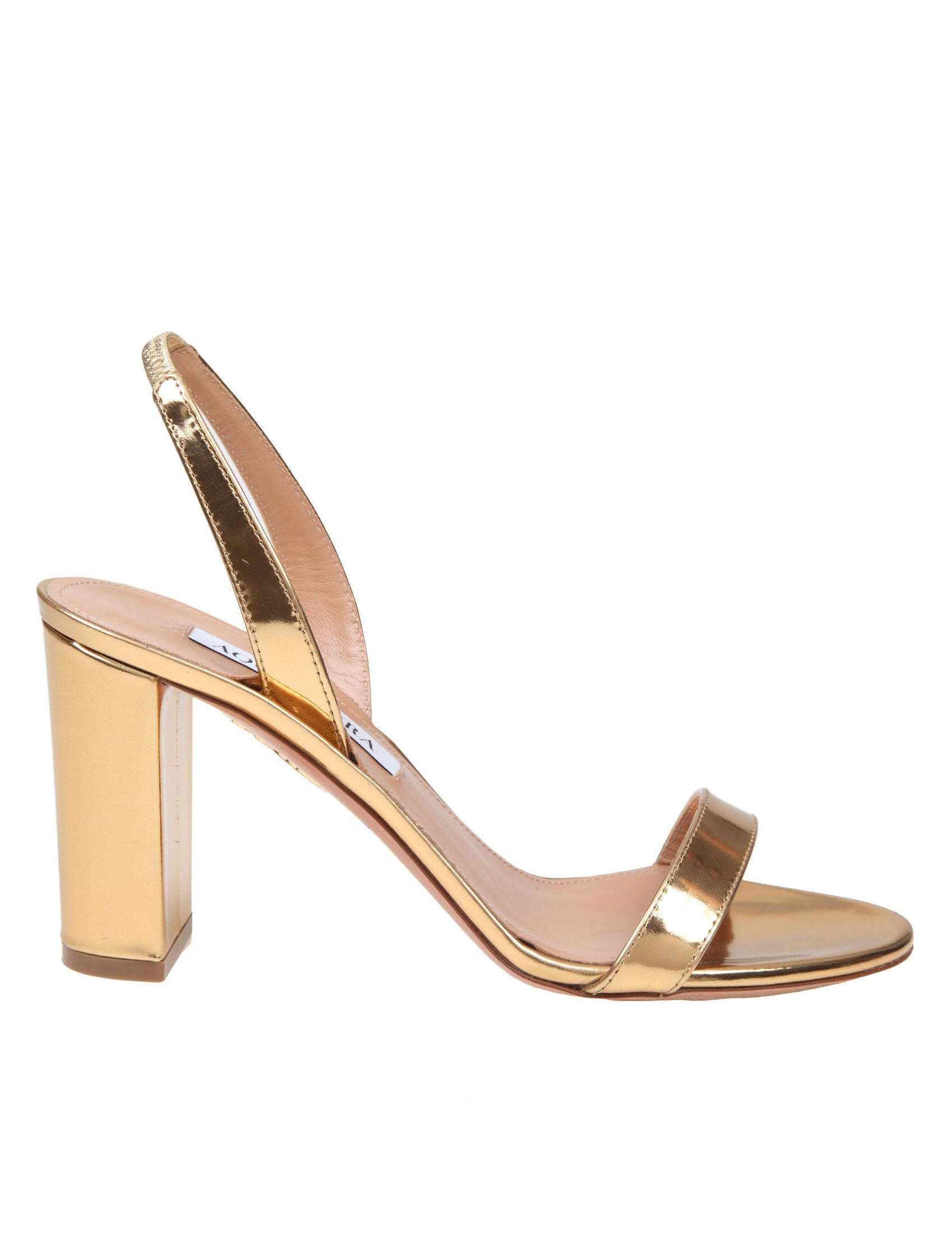 AQUAZZURA SO NUDE SANDAL IN MIRROR EFFECT LEATHER