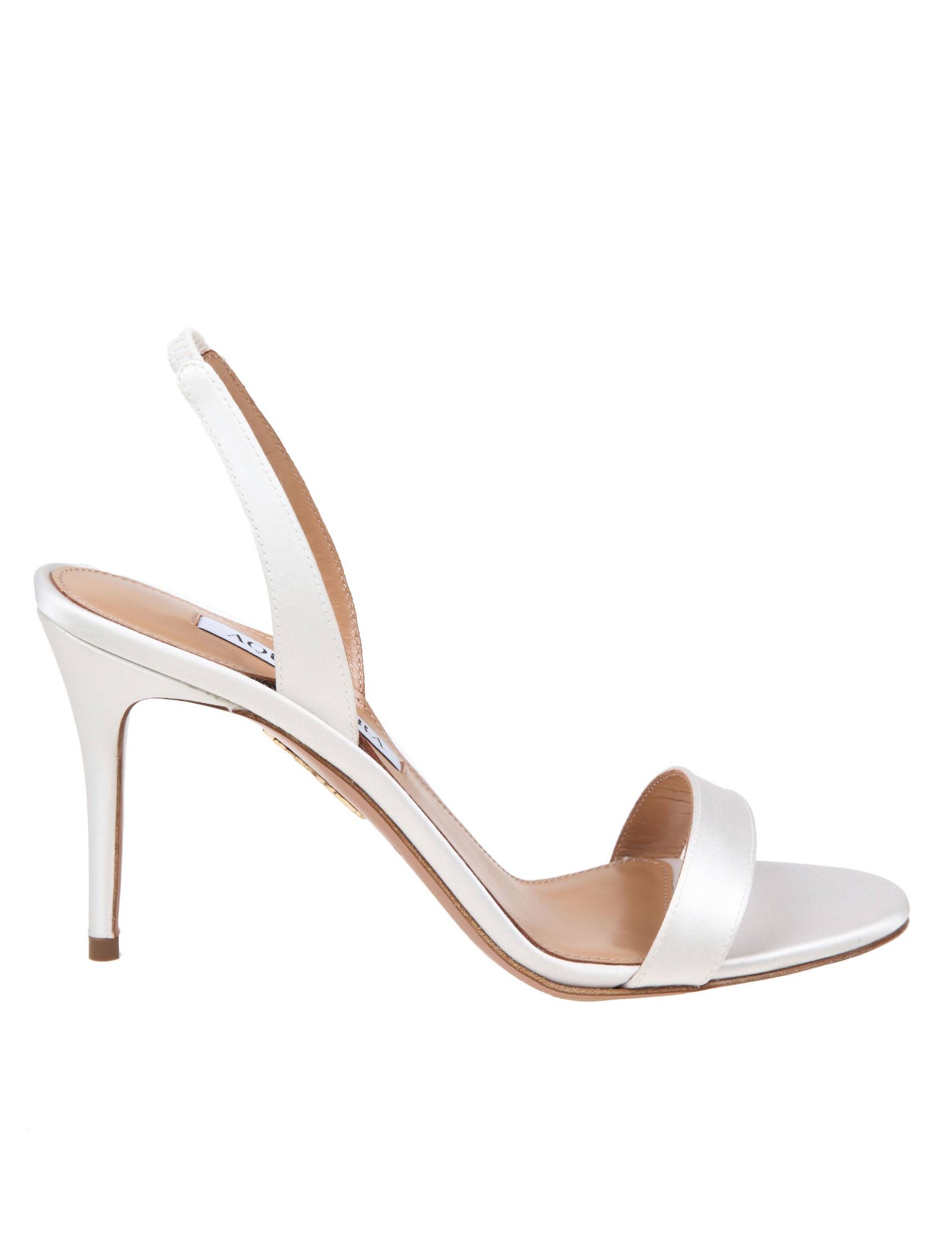 AQUAZZURA SANDAL SO NUDE 85 SATIN WHITE COLOR