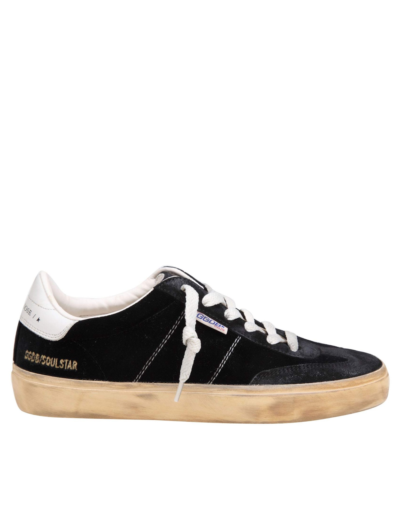 GOLDEN GOOSE SNEAKERS SOUL STAR IN VELLUTO E CAMOSCIO COLORE NERO