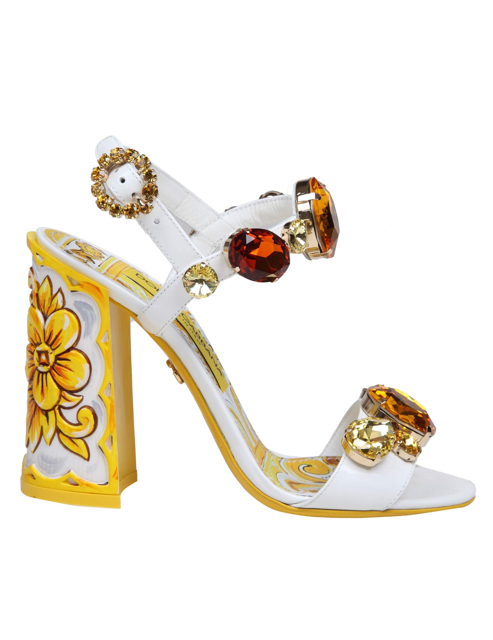 DOLCE & GABBANA KEIRA PATENT SANDAL WITH APPLIED STONES