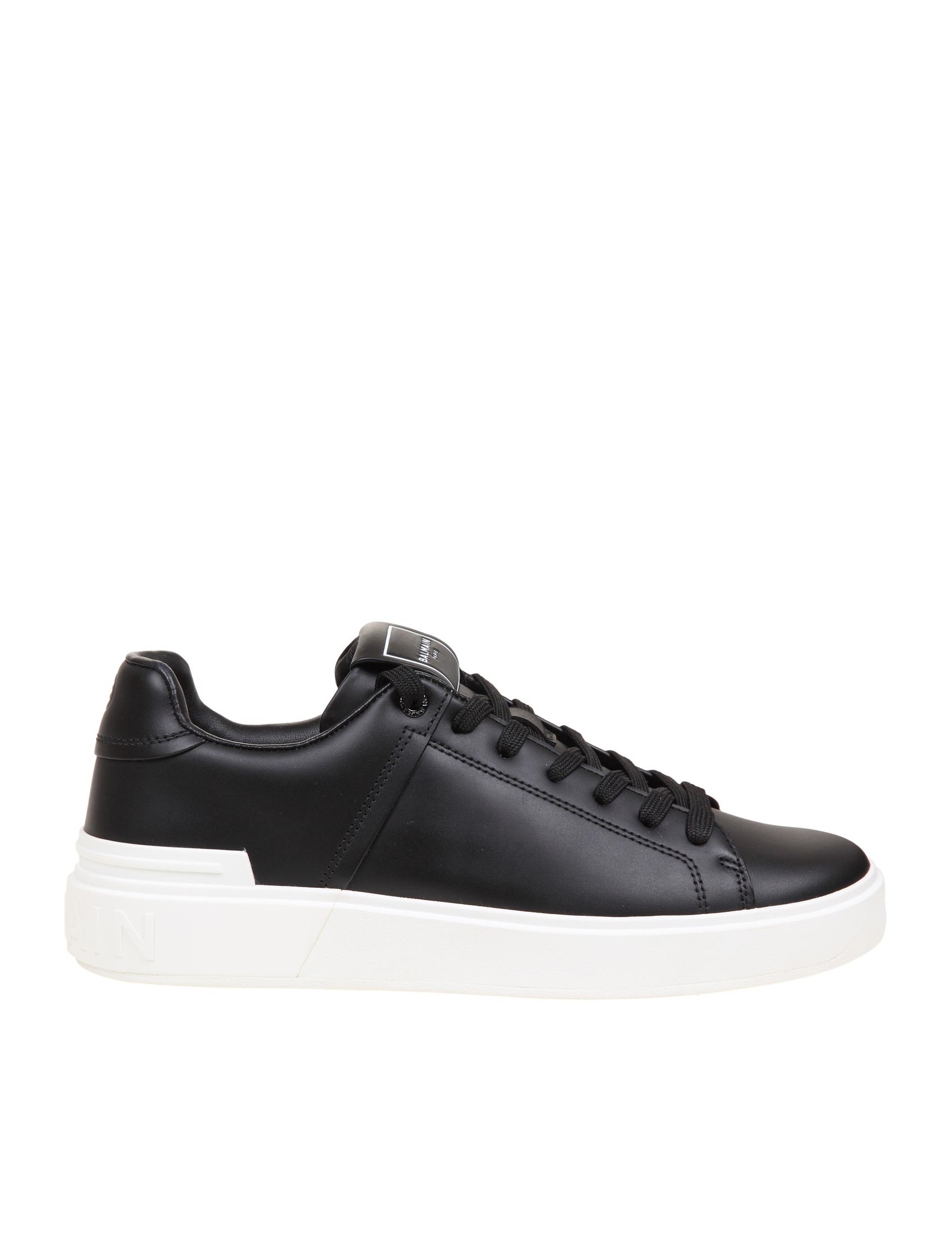 BALMAIN BLACK LEATHER B-COURT SNEAKERS