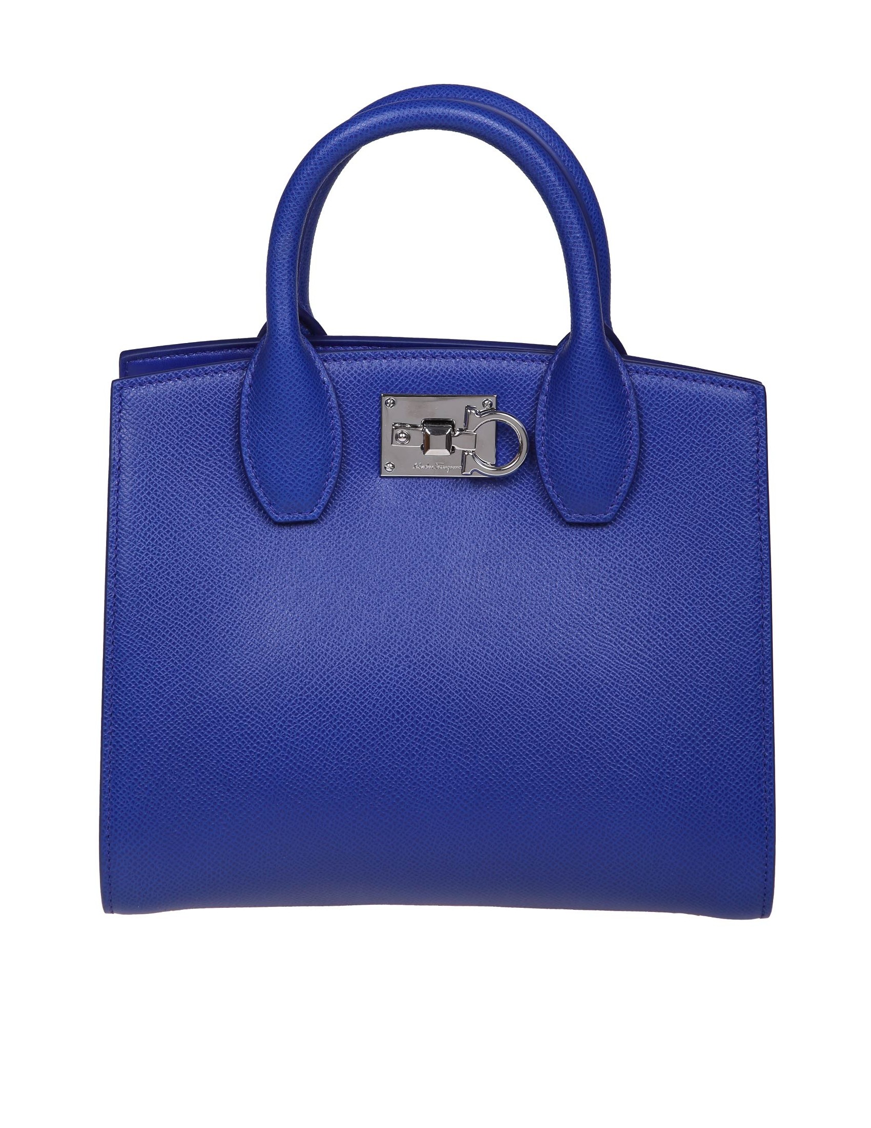 SALVATORE  FERRAGAMO BORSA STUDIO BOX IN VITELLO COLORE BLUETTE