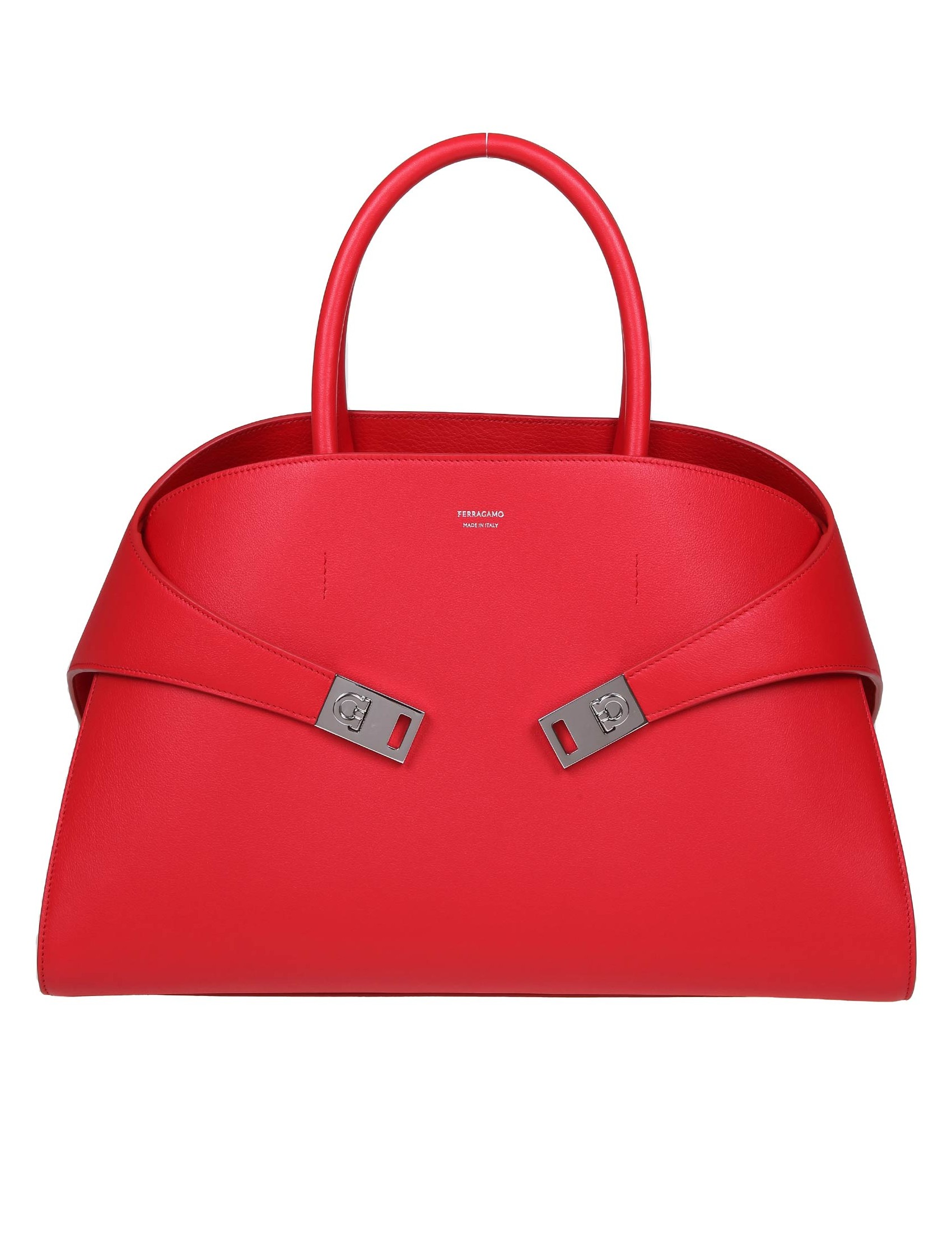 FERRAGAMO HUG TH M BAG IN RED LEATHER