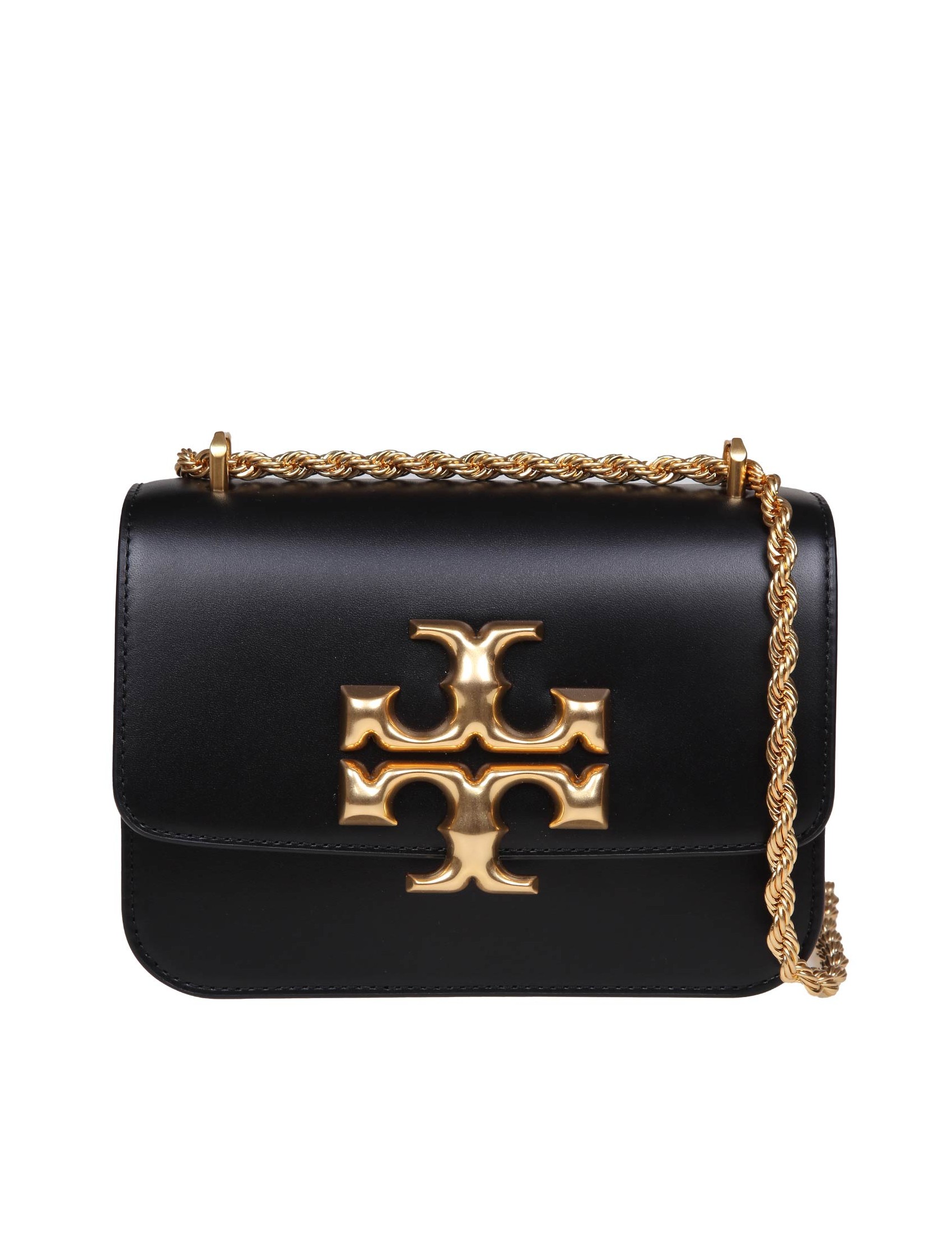 TORY BURCH ELEANOR SHOULDER BAG IN BLACK LEATHER