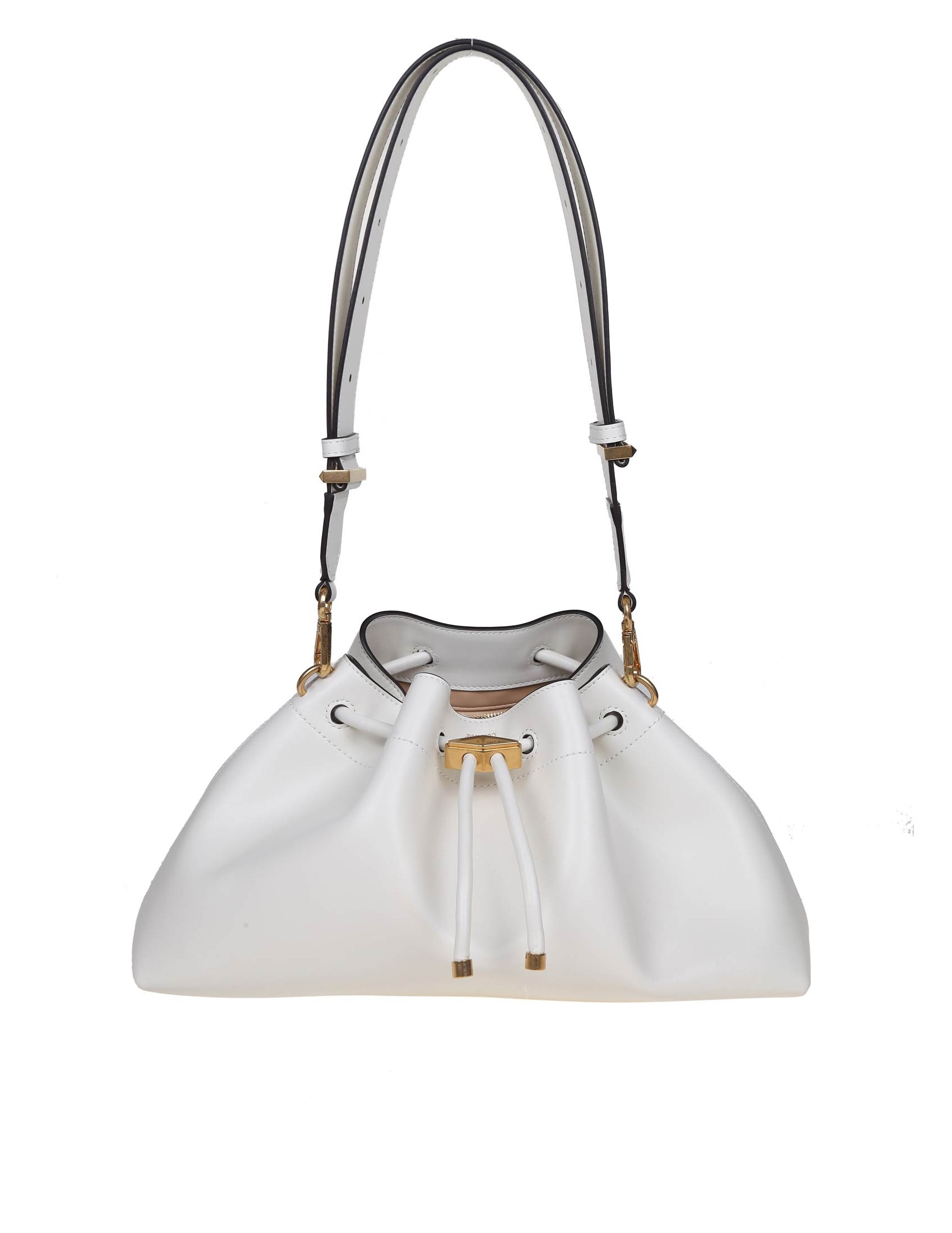 JIMMY CHOO BUCKET BAG IN MILK COLOR LEATHER