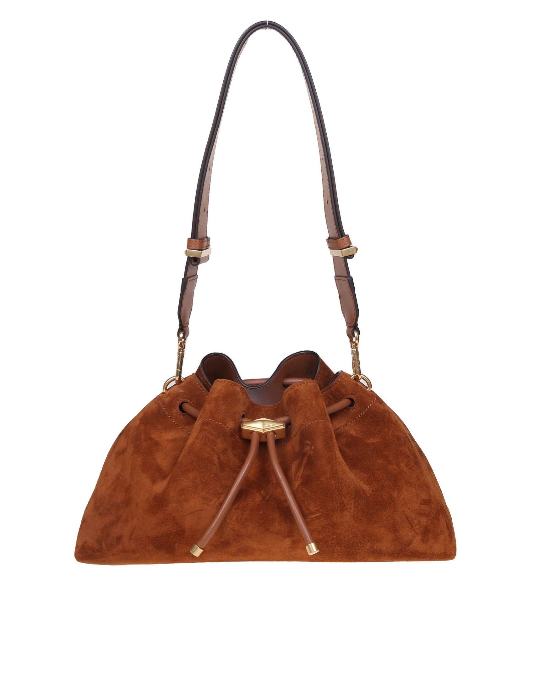 JIMMY CHOO BORSA A SECCHIELLO IN CAMOSCIO COLORE TAN