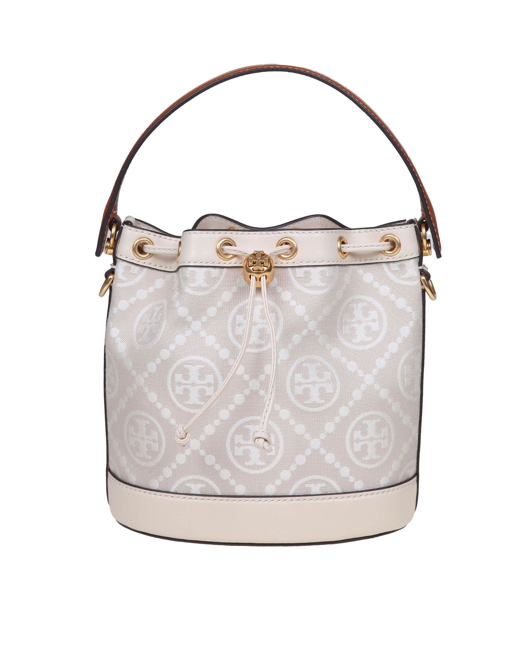 TORY BURCH MONOGRAM JAQUARD T BUCKET BAG