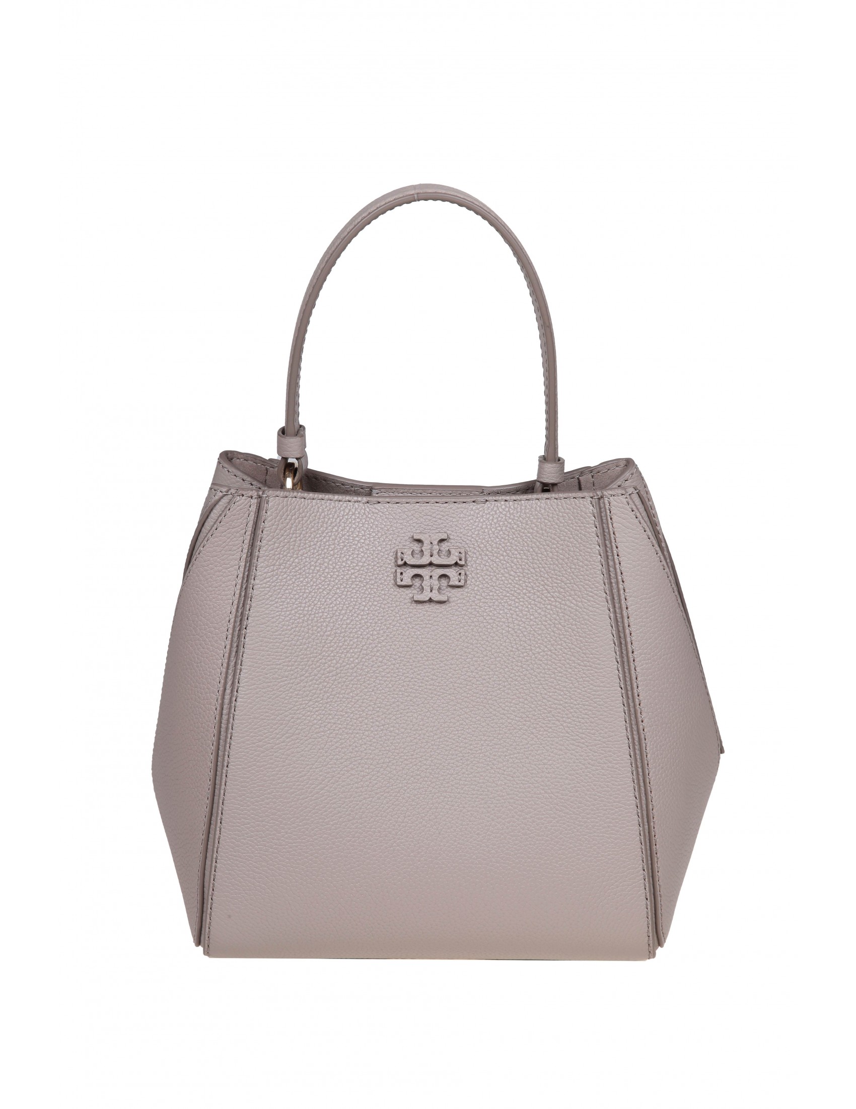 TORY BURCH MCGRAW SMALL BUCKET BAG IN CLAY COLOR LEATHER