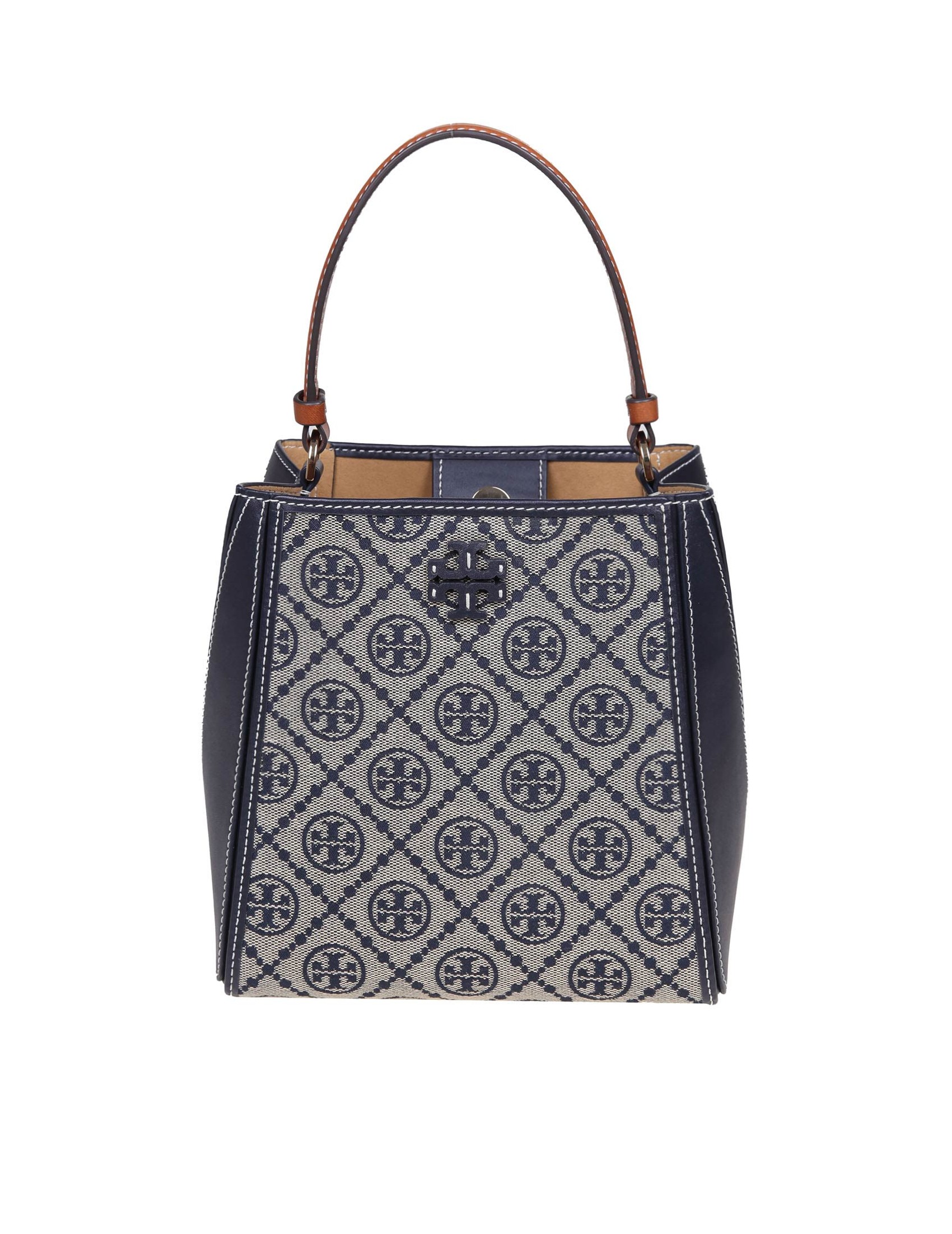 TORY BURCH BORSA SECCHIELLO MCGRAW SMALL IN TESSUTO MONOGRAMMA COLORE NAVY