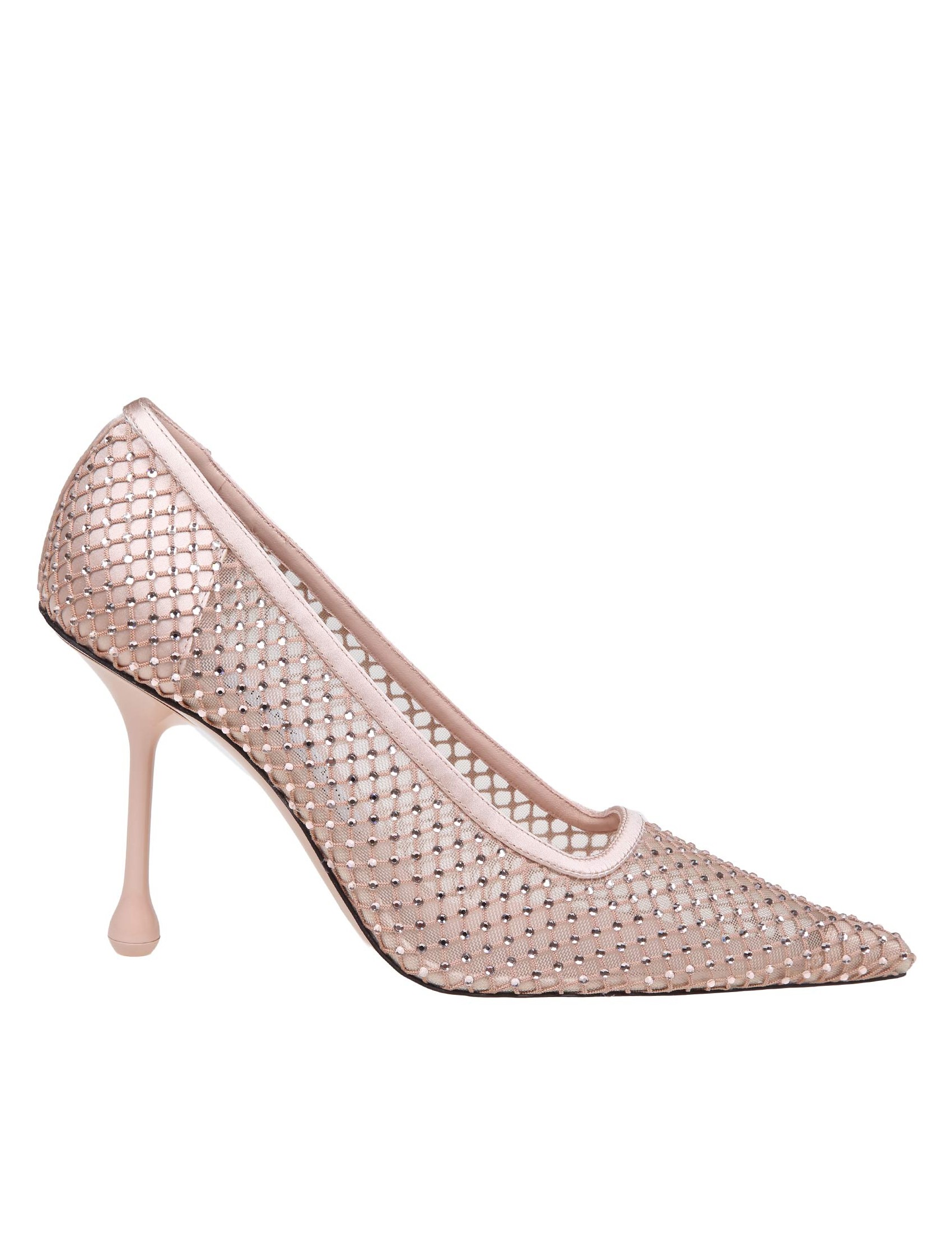 JIMMY CHOO DECOLLETE IXIA 95 IN MESH CON CRISTALLI