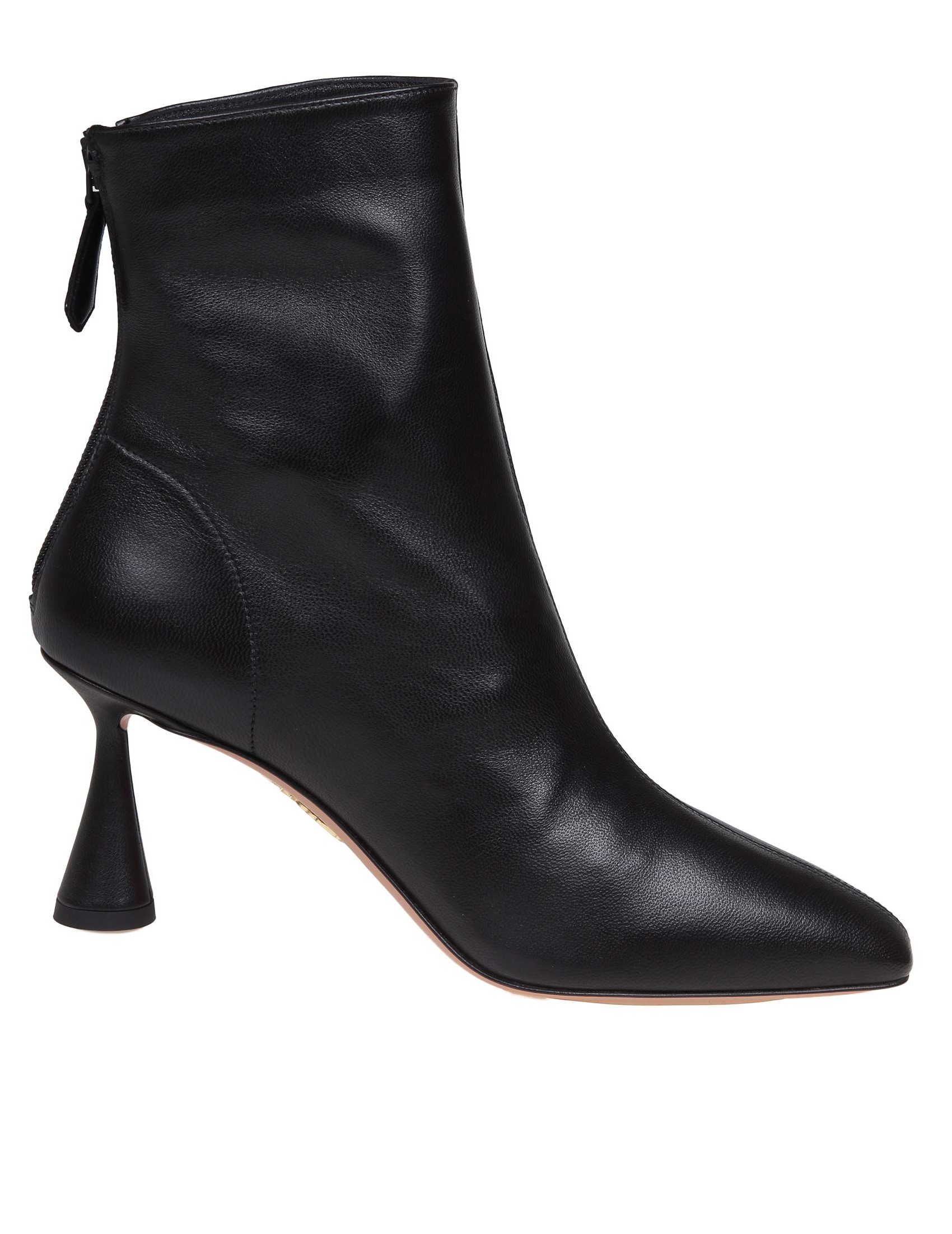 AQUAZZURRA AMORE BOOTIE 75 IN BLACK LEATHER