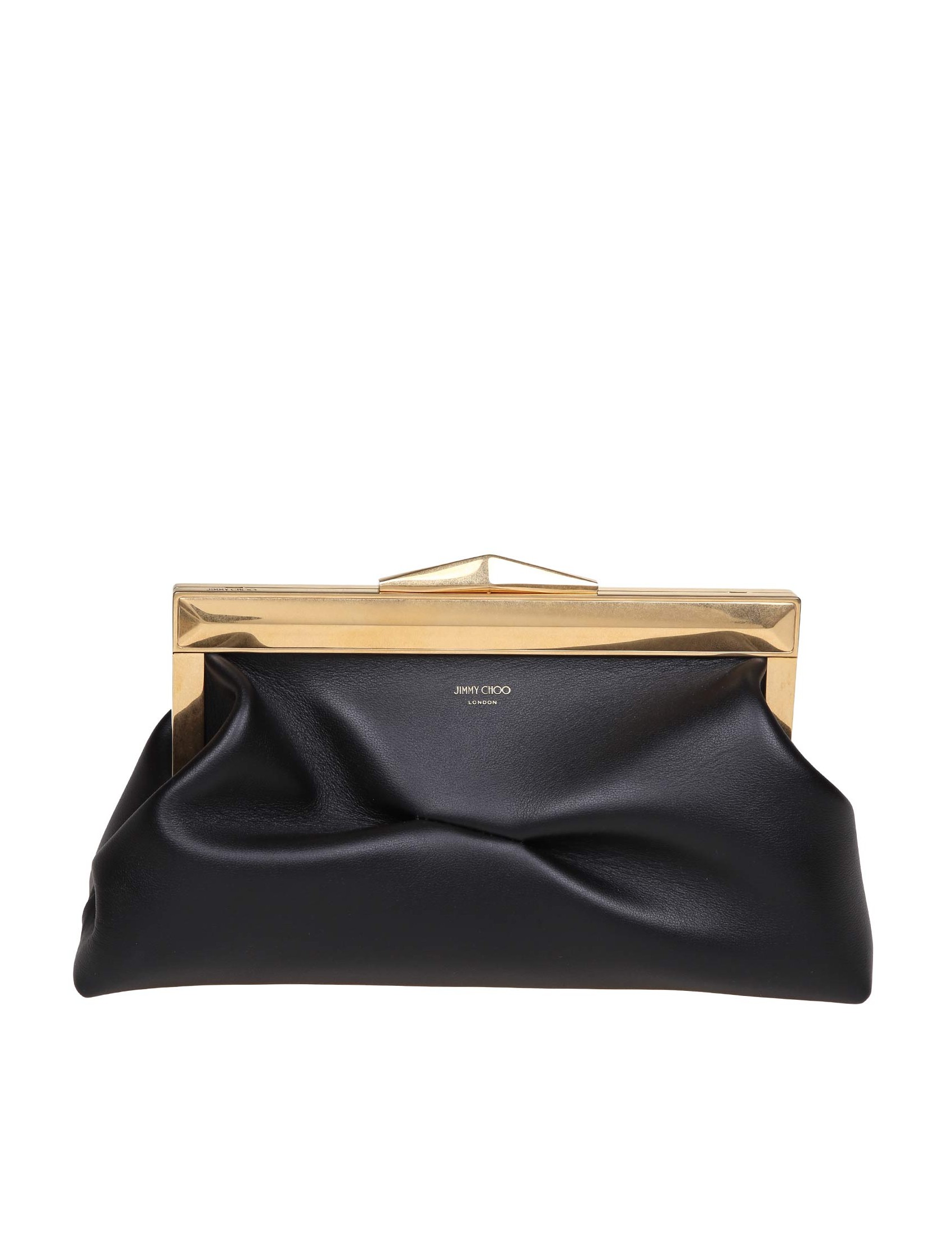 JIMMY CHOO BORSA CLUTCH FRAME AQK IN MORBIDA PELLE COLORE NERO