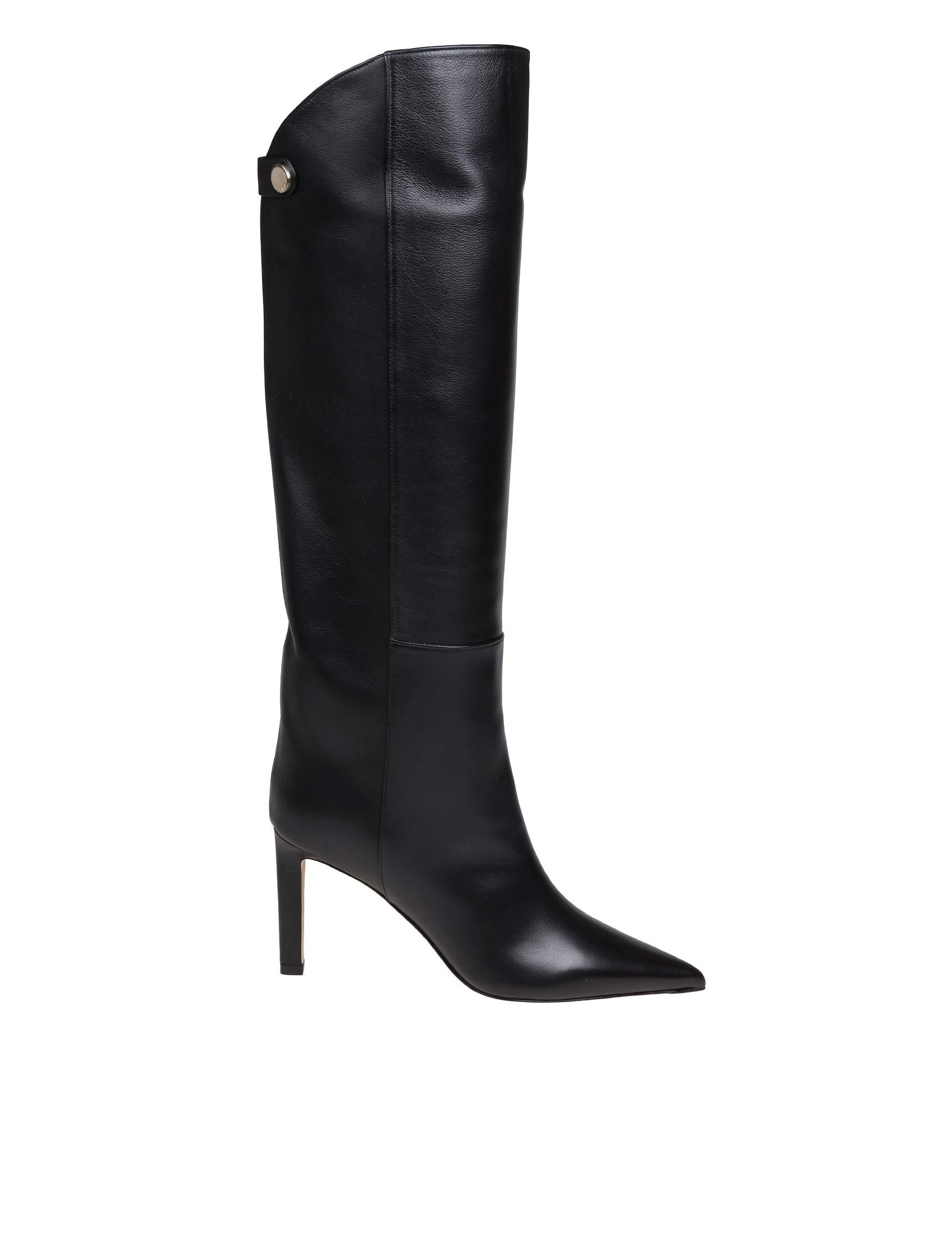 JIMMY CHOO ALIZZE KS 85 BOOT IN BLACK LEATHER