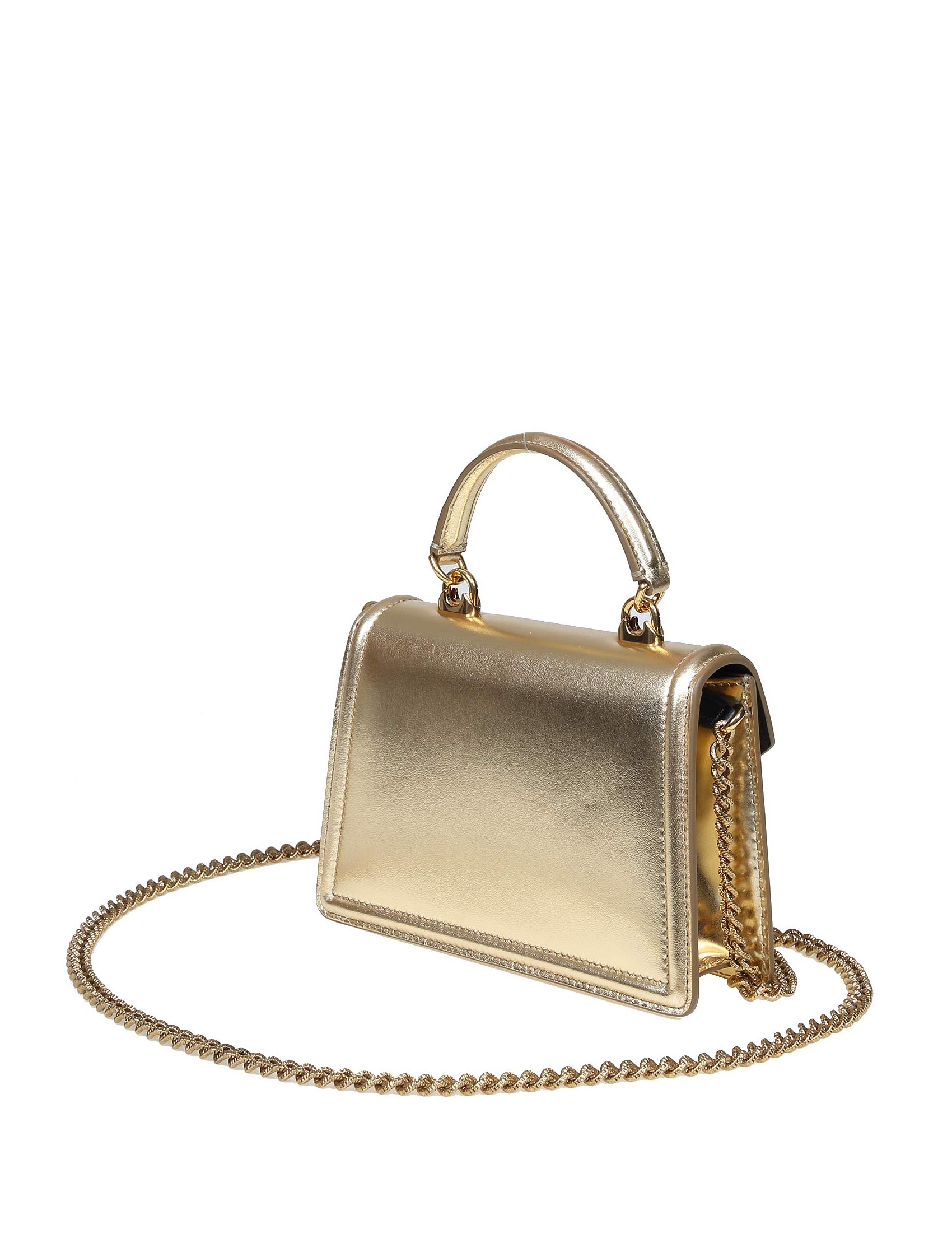DOLCE GABBANA BORSA A MANO DEVOTION PICCOLA IN NAPPA COLORE ORO