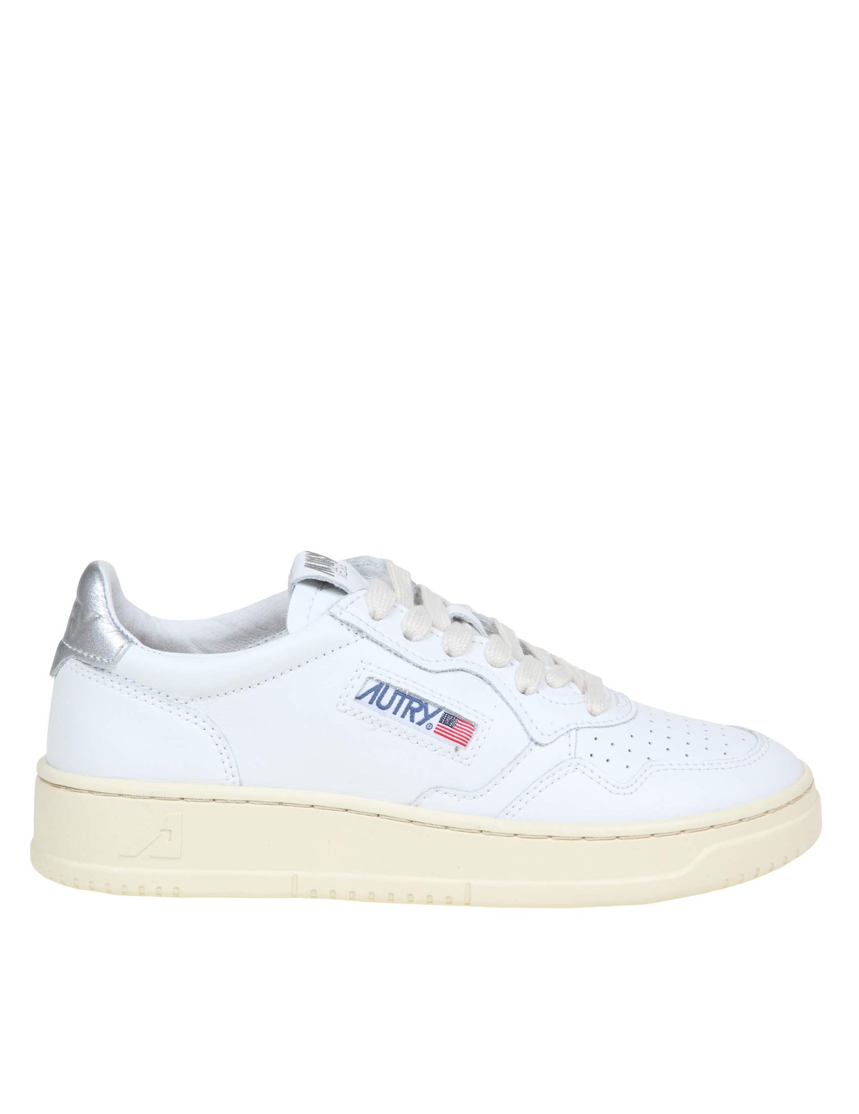 AUTRY SNEAKERS IN PELLE COLORE BIANCO/ARGENTO