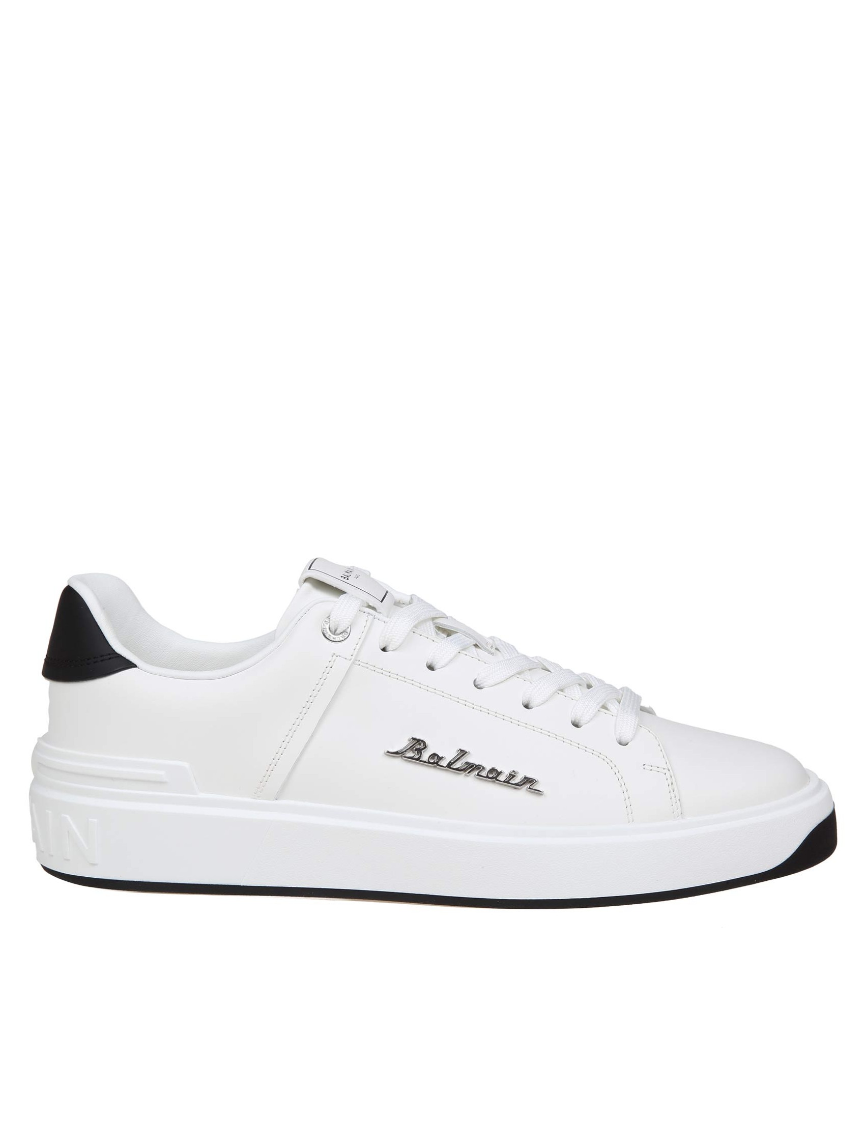 BALMAIN B-COURT SNEAKERS IN BLACK AND WHITE LEATHER