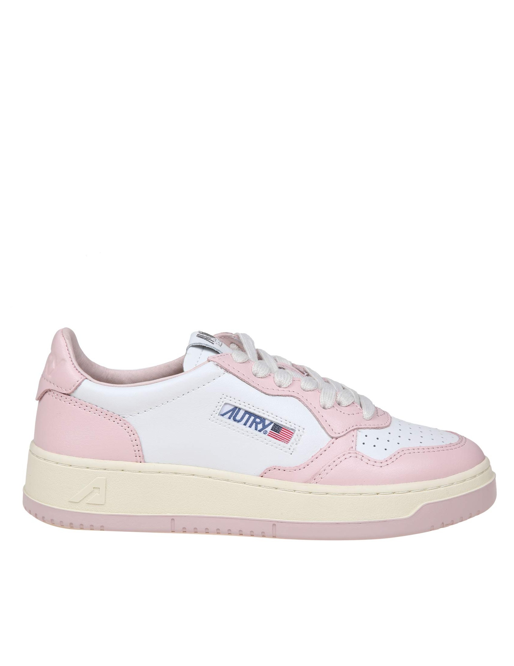 AUTRY MEDALIST SNEAKERS IN WHITE/PINK LEATHER